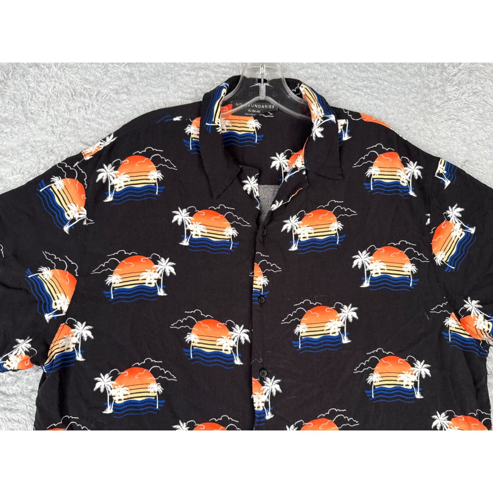 Vintage No Boundaries Shirt Men XL Black Orange Beach Sunset 100% Rayon Hawaiian Resort Aloha Beach Casual Shirt Size US XL / EU 56 / 4 - 4 Thumbnail