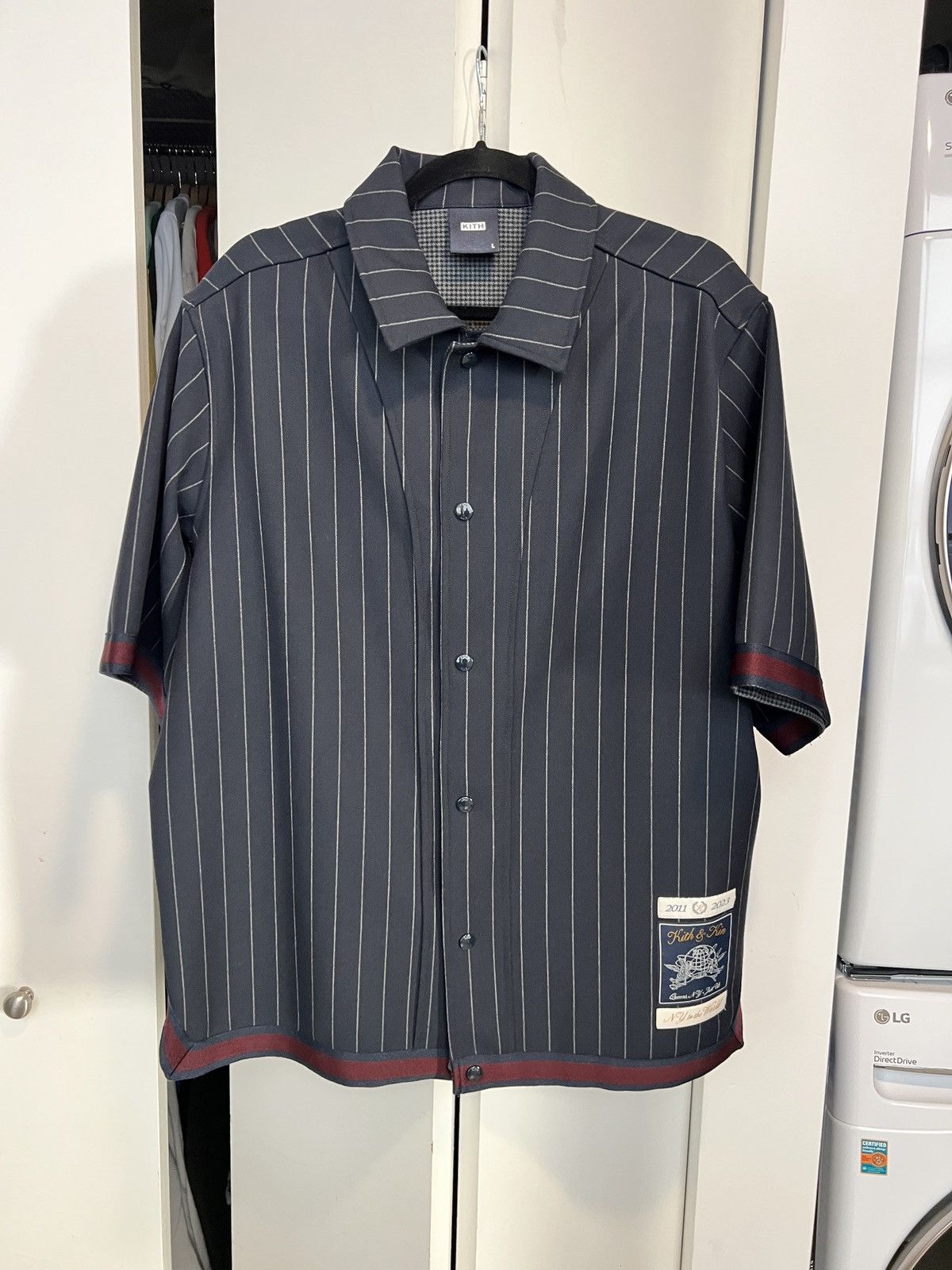 Kith Kith & Kin Pinstripe Baseball Shirt Navy Size US L / EU 52-54 / 3 - 1 Thumbnail