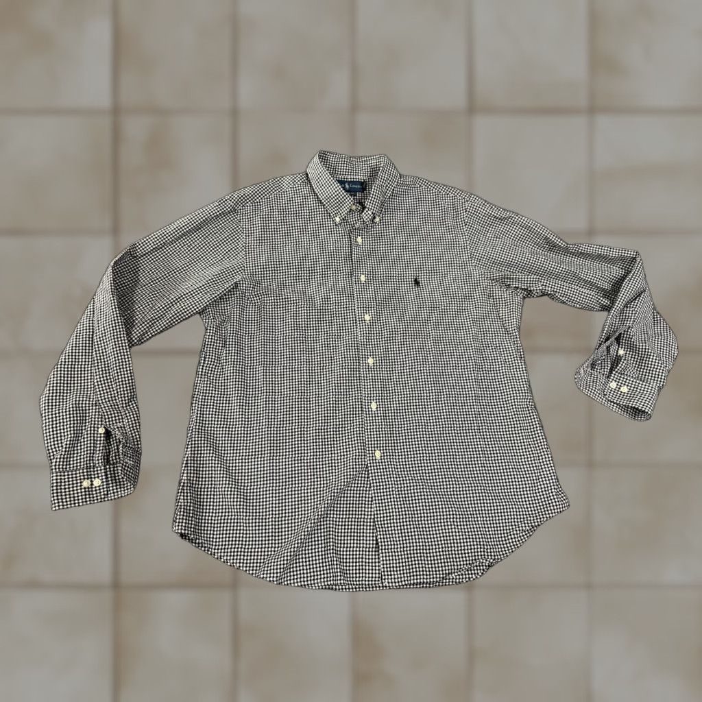 Ralph Lauren Ralph Lauren Button Up Shirt Mens 17 36/37 Black White Gingham Check Long Sleeve Dress Shirt Casual Business Classic Cotton, Regular Fit Size US XL / EU 56 / 4 - 1 Thumbnail