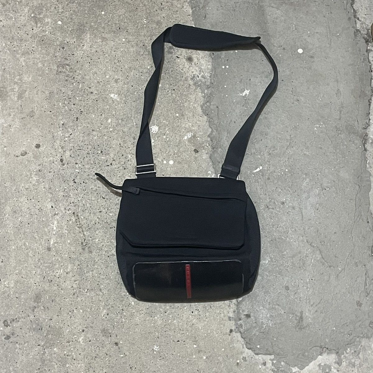 Vintage Prada Sport Tab Messenger Bag in Black, Men's