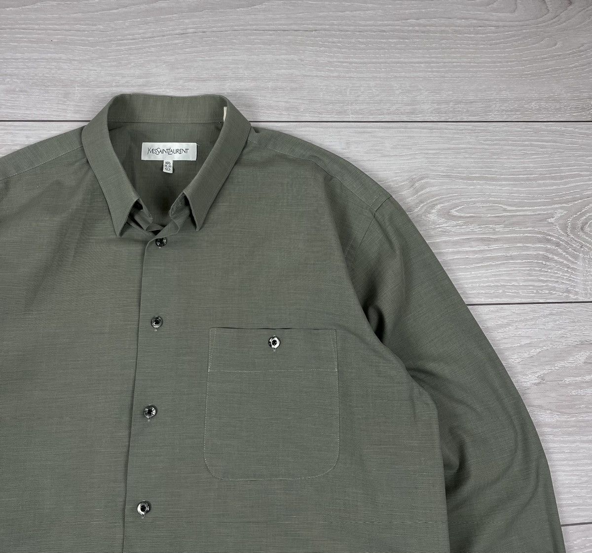 Yves Saint Laurent Yves Saint Laurent Vintage Green Pocket Button Shirt Size US L / EU 52-54 / 3 - 5 Thumbnail