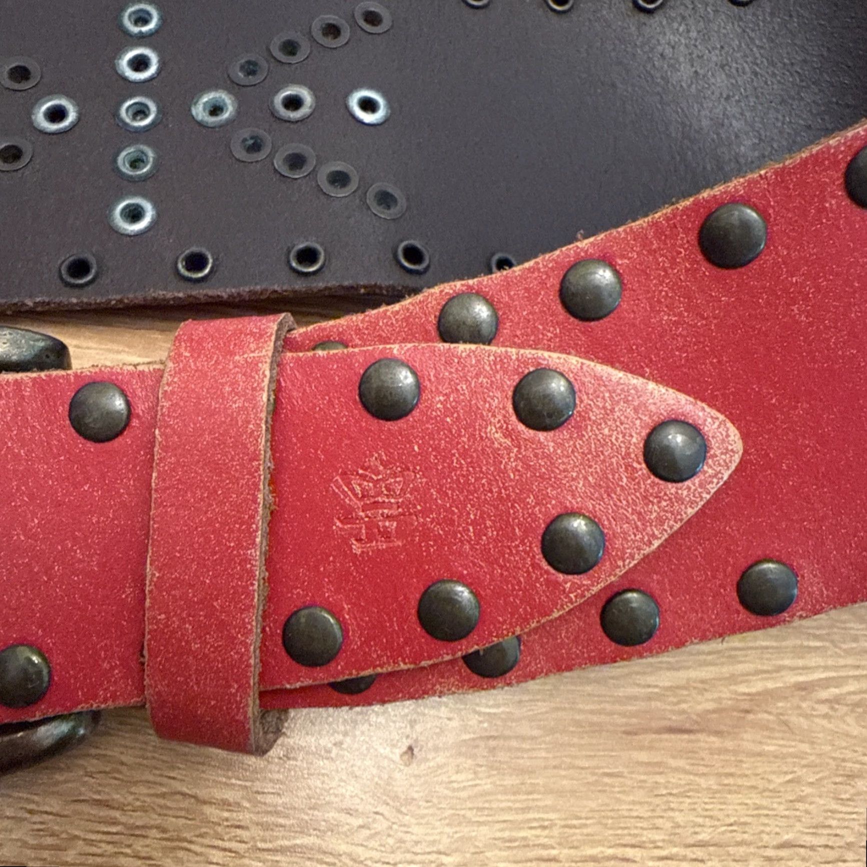 Diesel VINTAGE Women Diesel Red Leather Belt Studded Y2K Punk Rock Size M Italy Rare Size ONE SIZE - 7 Thumbnail