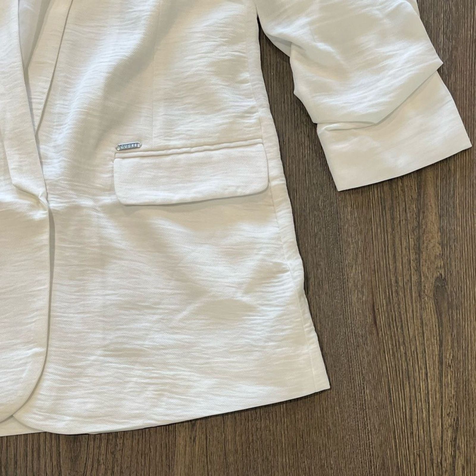 Guess Guess Womens White Long Line Blazer Jacket Size S Size S / US 4 / IT 40 - 2 Thumbnail