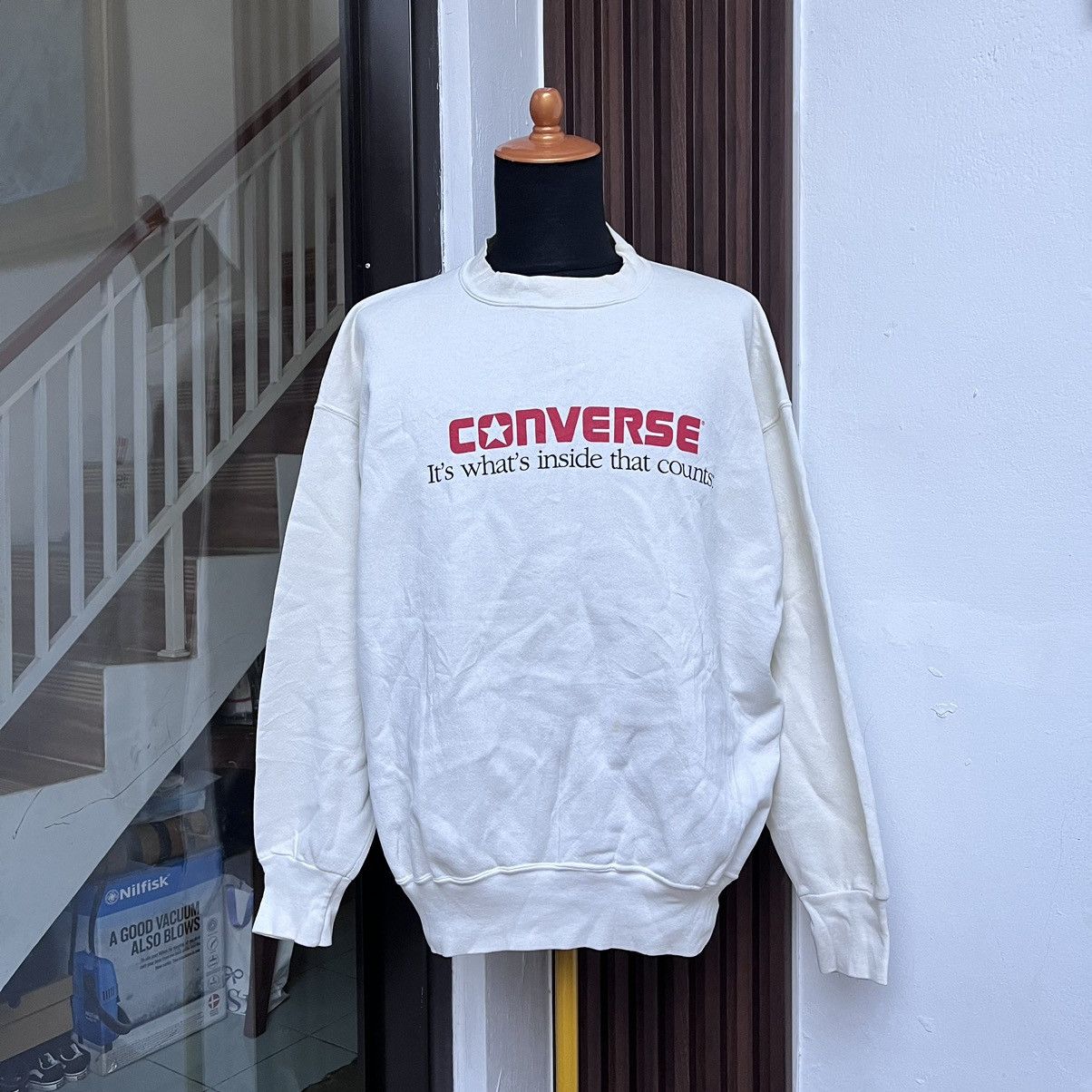 Converse × Vintage 🔥Rare🔥 Converse Made In U.S.A Sweatshirt Big Script Logo Size US XL / EU 56 / 4 - 1 Thumbnail