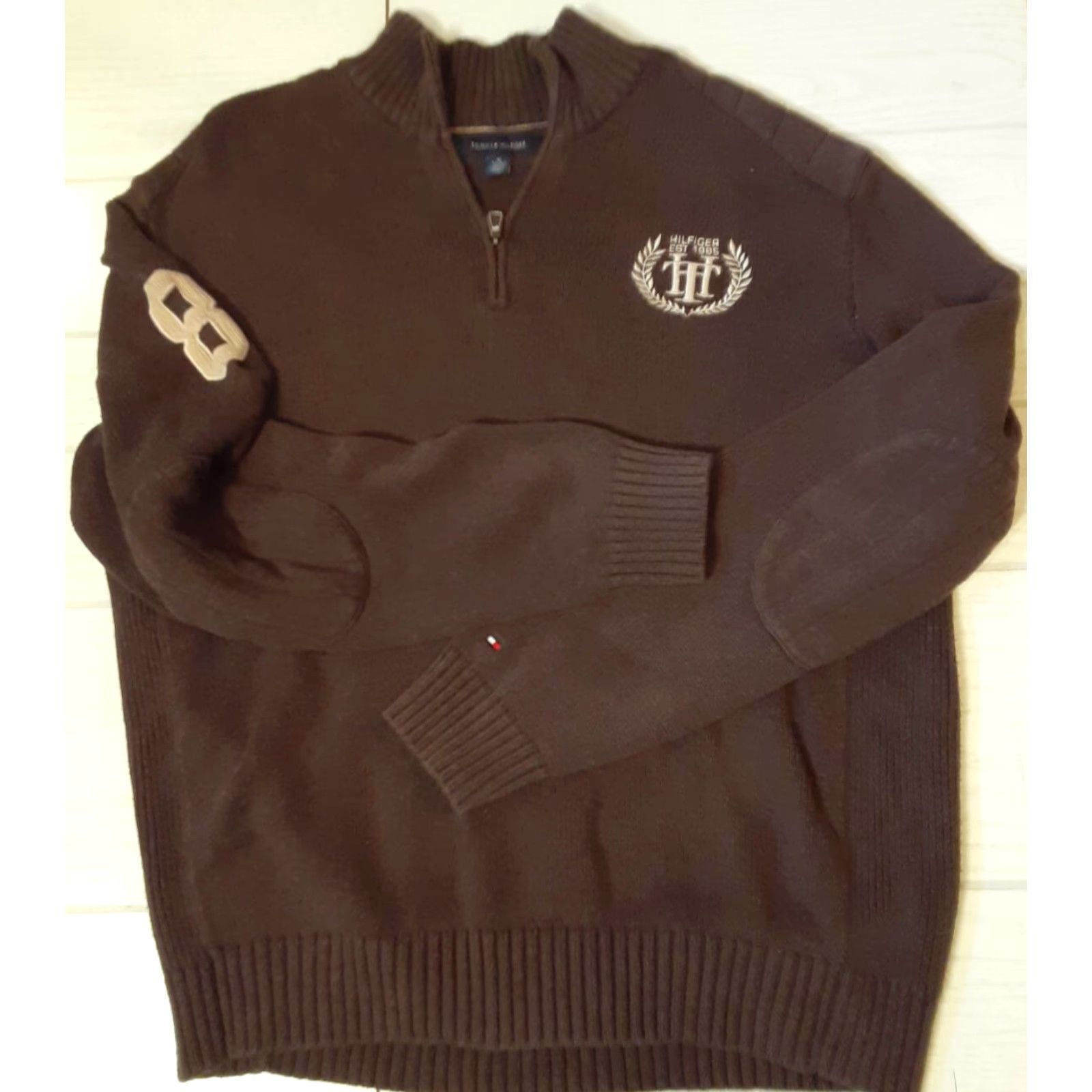 Tommy Hilfiger VINTAGE Tommy Hilfiger Sweater 1/4 Zip Men 8XL Brown Crest Size US XXL / EU 58 / 5 - 2 Thumbnail