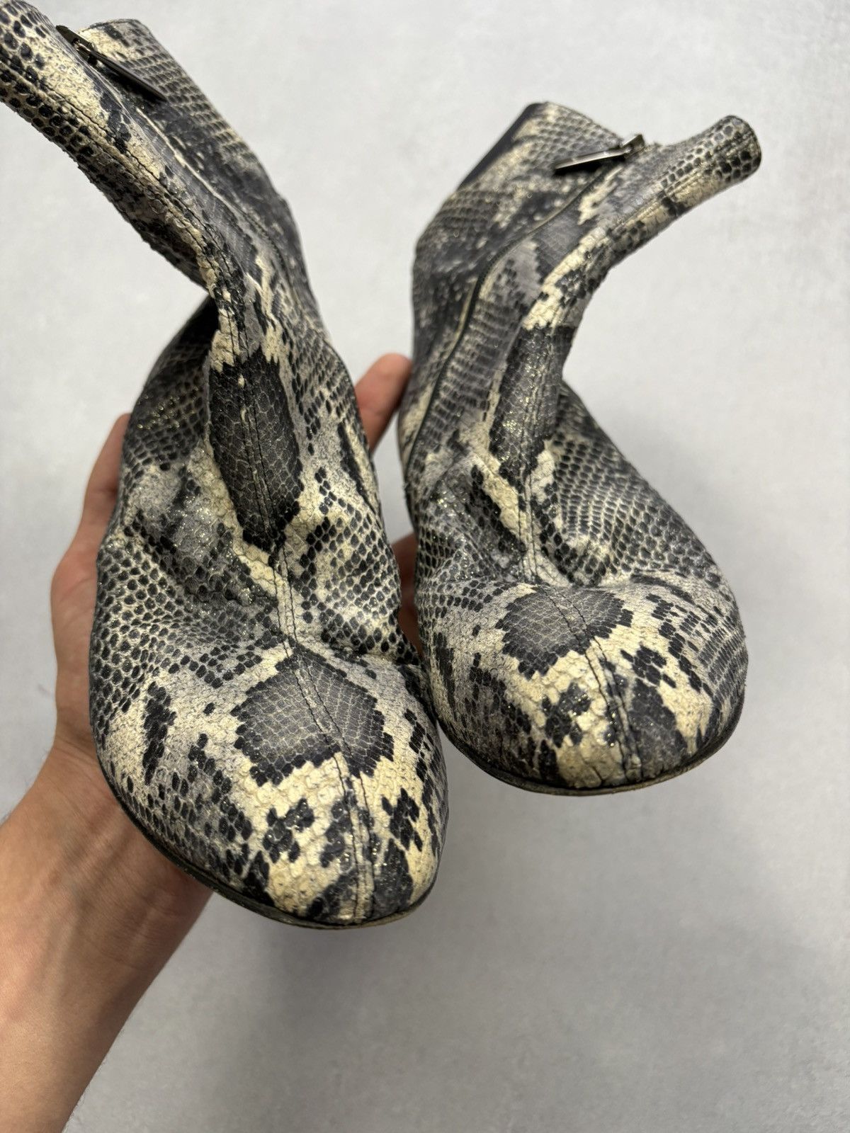 Designer Thierry Rabotin Python Print Leather Ankle Boots Women’s 38 Size US 8 / IT 38 - 7 Thumbnail
