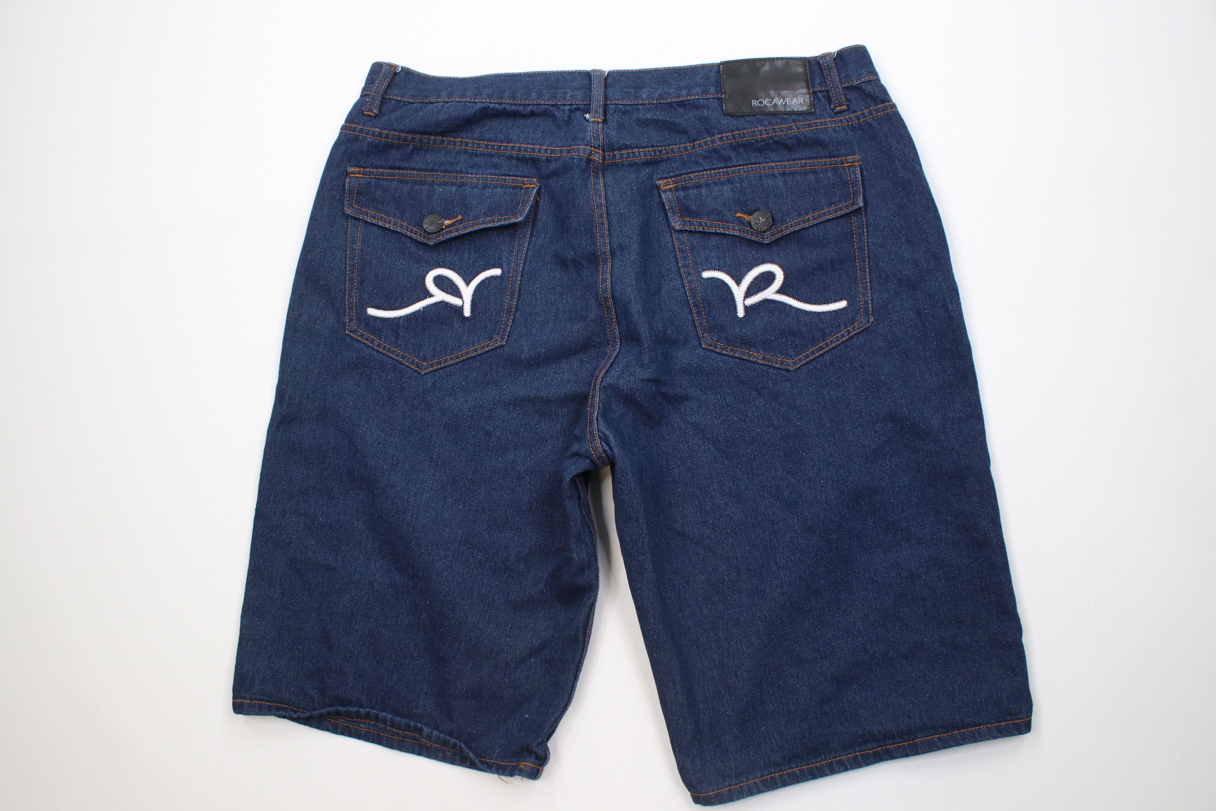 Rocawear Vintage 90s Y2K Rocawear Hip Hop Denim Jean Shorts Blue Size US 40 / EU 56 - 8 Thumbnail