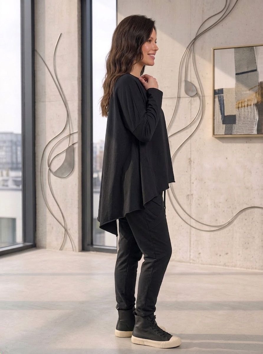 Rundholz Rundholz Lagenlook Asymmetrical Oversized Top Black One Size Size ONE SIZE - 2 Thumbnail