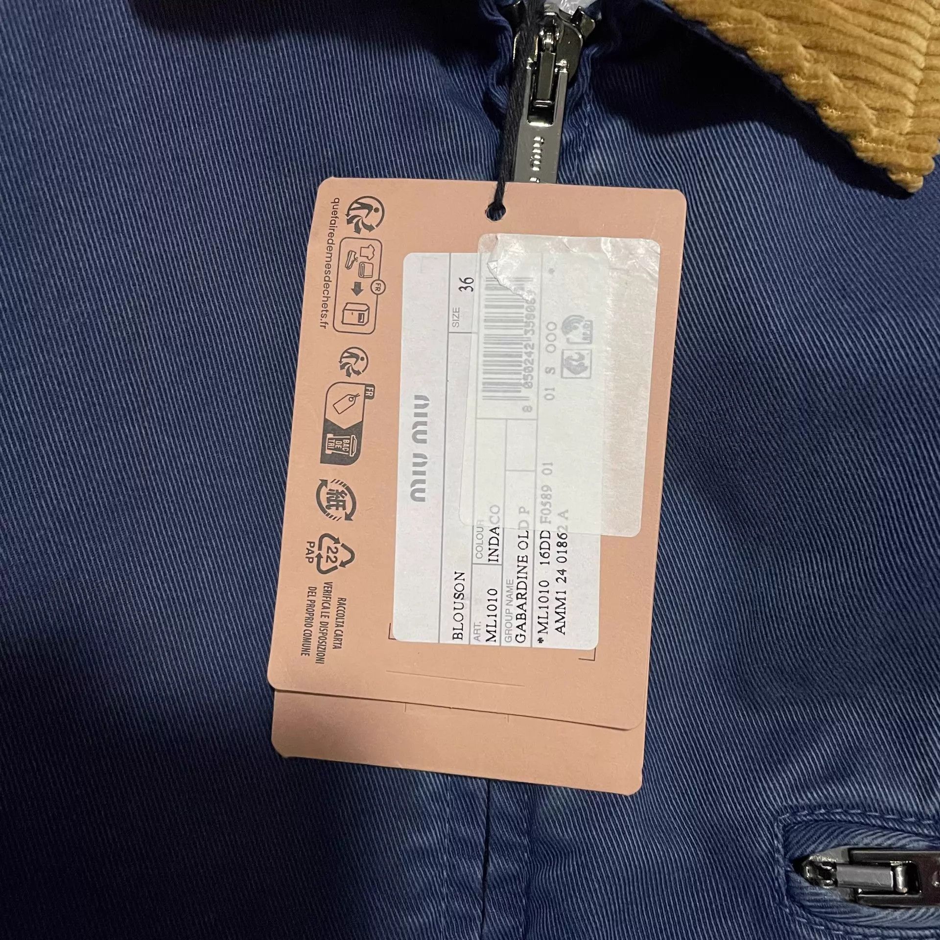 Miu Miu Miu Miu 25 SS Blue Workwear Puffer Jacket with Cord Collar Size XS / US 0-2 / IT 36-38 - 3 Thumbnail