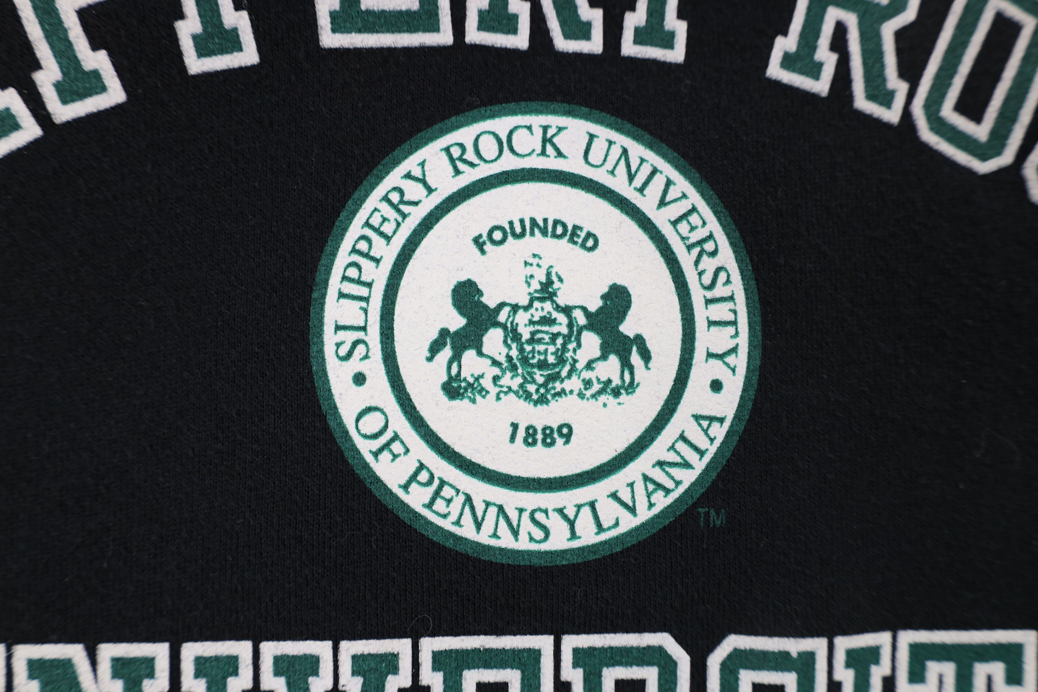 Vintage Vintage 90s Slippery Rock University Hoodie Sweatshirt Black Size US M / EU 48-50 / 2 - 5 Thumbnail