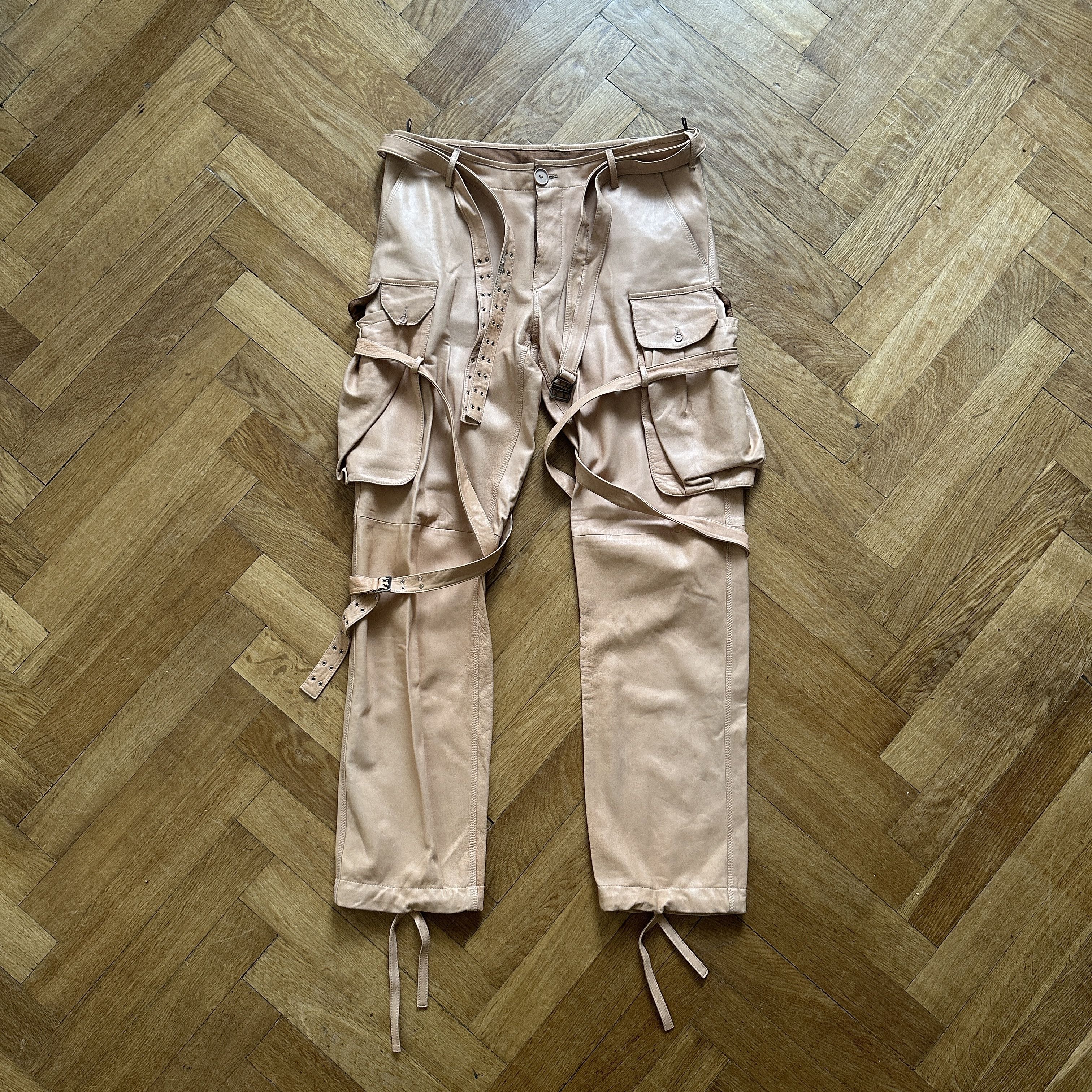 Jean Paul Gaultier Homme 90s Leather Strap Bondage Cargo Pants Size US 32 / EU 48 - 1 Thumbnail