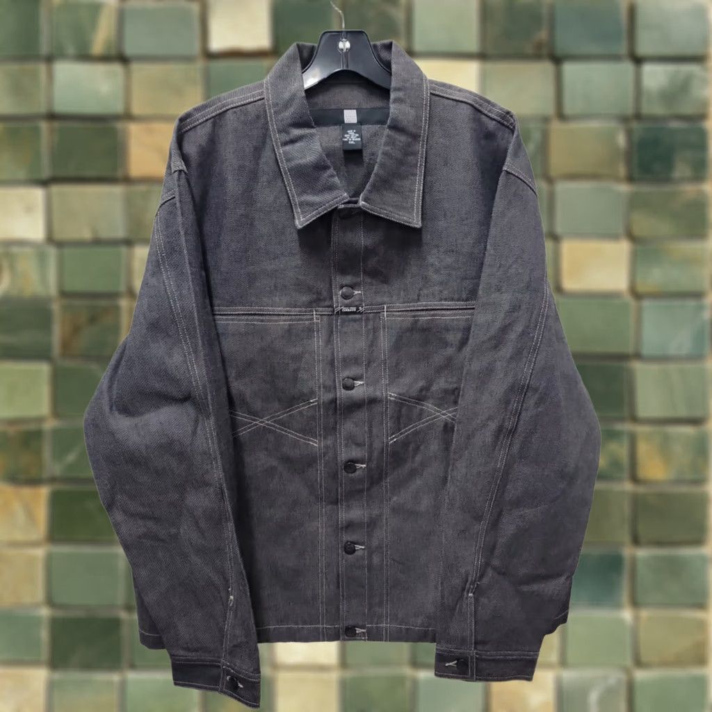 Vintage VINTAGE Marithe + Francois Girbaud Jacket Mens 2XL Gray Trucker Denim Jacket Baggy Collared Pockets Button NWT Space Size US XXL / EU 58 / 5 - 1 Thumbnail