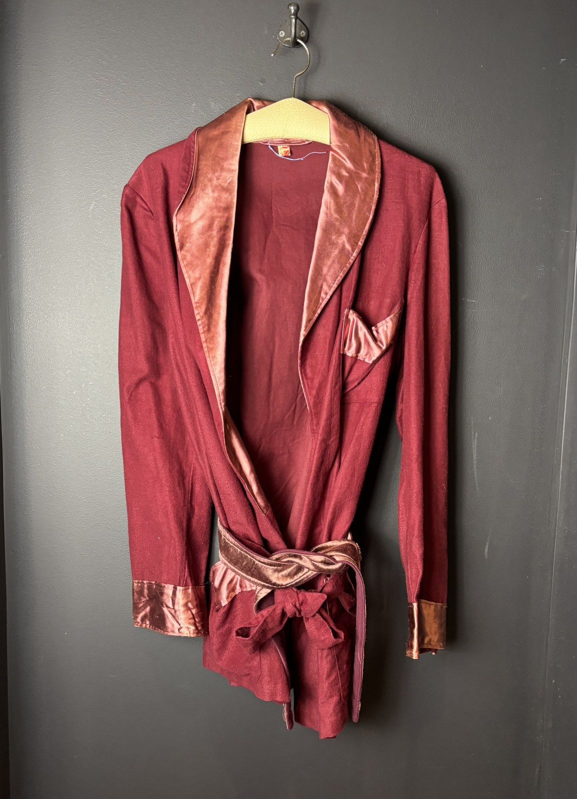 Vintage True Vintage Smoking Jacket House Coat Satin Robe Wool 60s Size US M / EU 48-50 / 2 - 11 Thumbnail