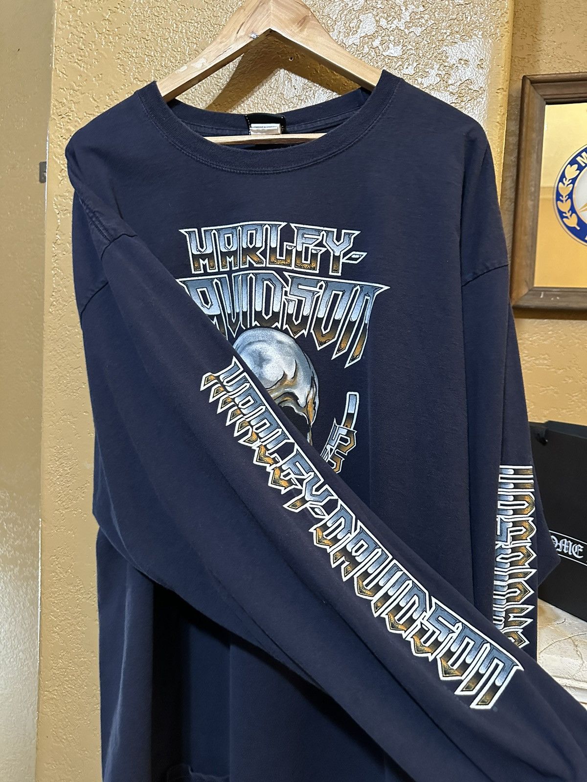 Harley Davidson × Vintage SICK 3XL CHROME SKULL HARLEY L/S Size US XXL / EU 58 / 5 - 5 Thumbnail