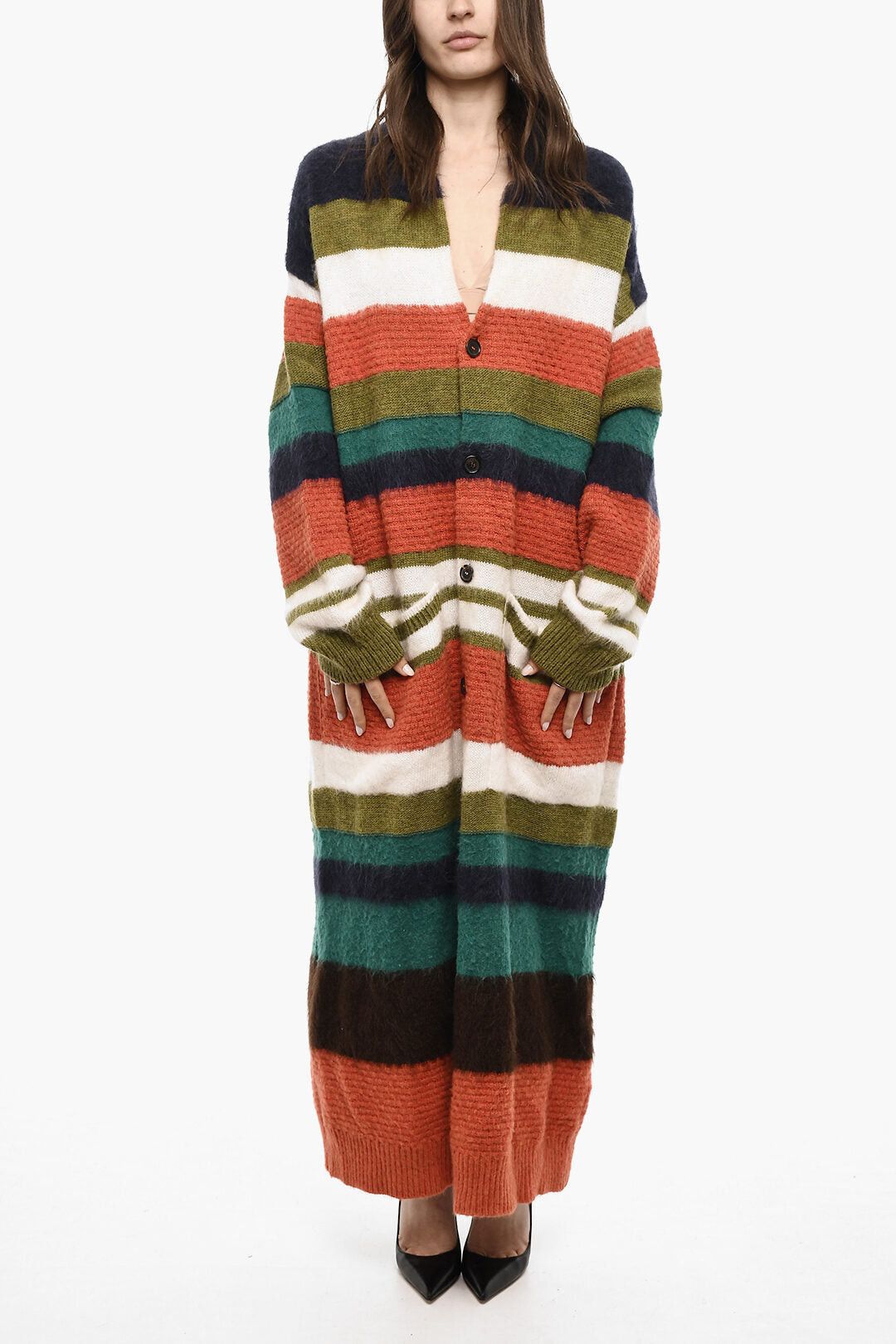 Dsquared2 Long Striped Wool-Blend Cardigan Size XS / US 0-2 / IT 36-38 - 1 Thumbnail