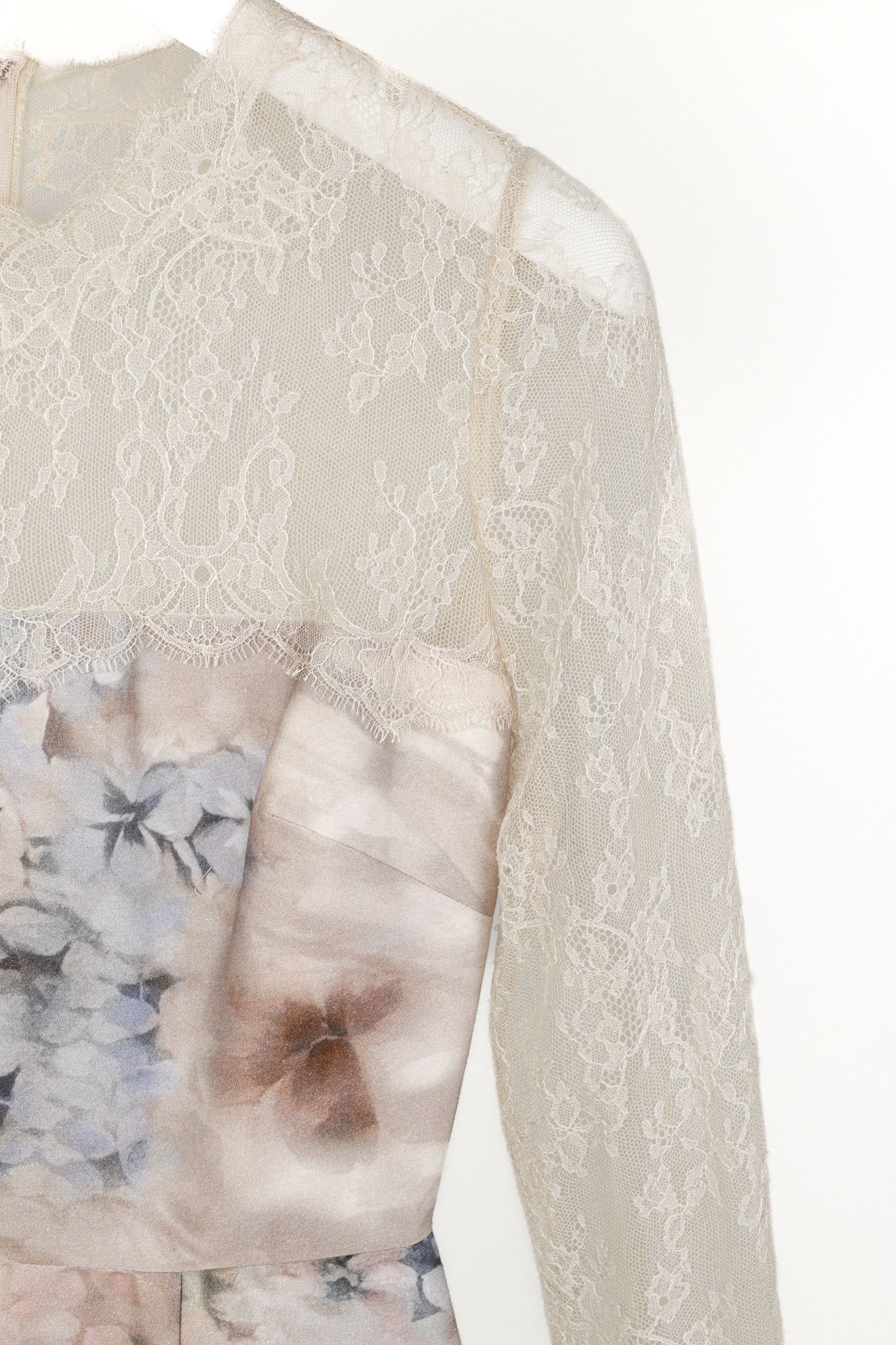 Valentino Valentino PF/13 Fluid Garden Silk Mikado Lace-Sleeved Dress Size S / US 4 / IT 40 - 5 Thumbnail