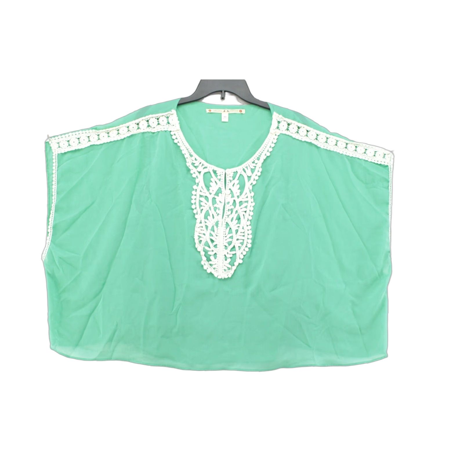 Vintage Chelsea & Violet Floral Embroidered Boho Poncho Top Women's Size M Green Shirt Size M / US 6-8 / IT 42-44 - 1 Thumbnail