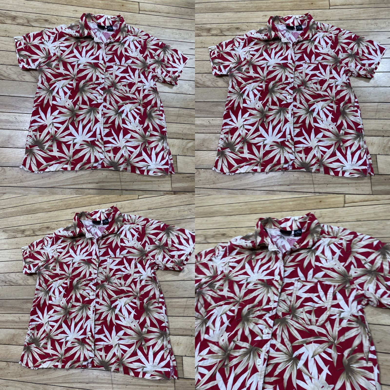 ALOHAS ERIKA Hawaiian Shirt Women PM Aloha Floral Red Tan Relaxed Button-Up Petite M Woman Shirt Size M / US 6-8 / IT 42-44 - 10 Thumbnail