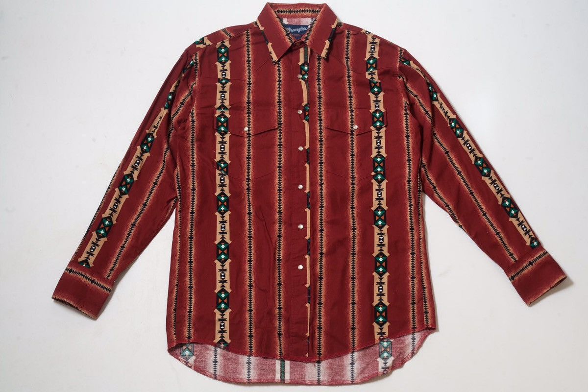 Wrangler Wranlger Pearl Snap Vintage Aztec Shirt Size US M / EU 48-50 / 2 - 1 Thumbnail