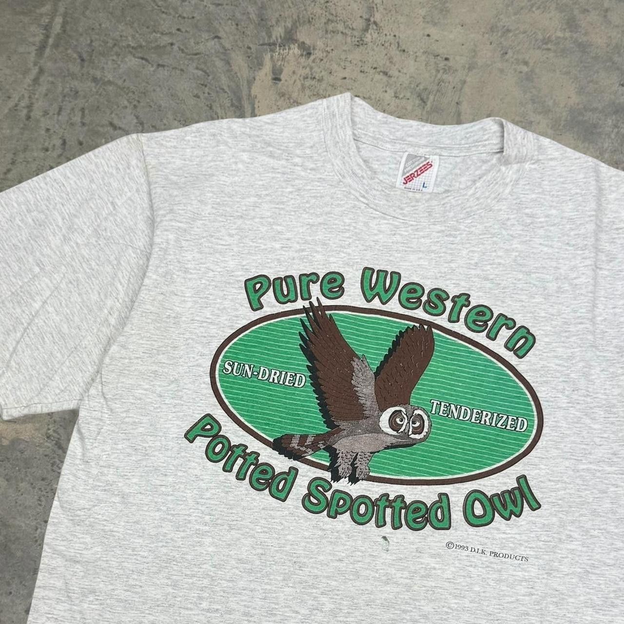Jerzees × Vintage Vintage 1993 Pure Western Potted Spotted Owl T-Shirt Size US L / EU 52-54 / 3 - 1 Thumbnail