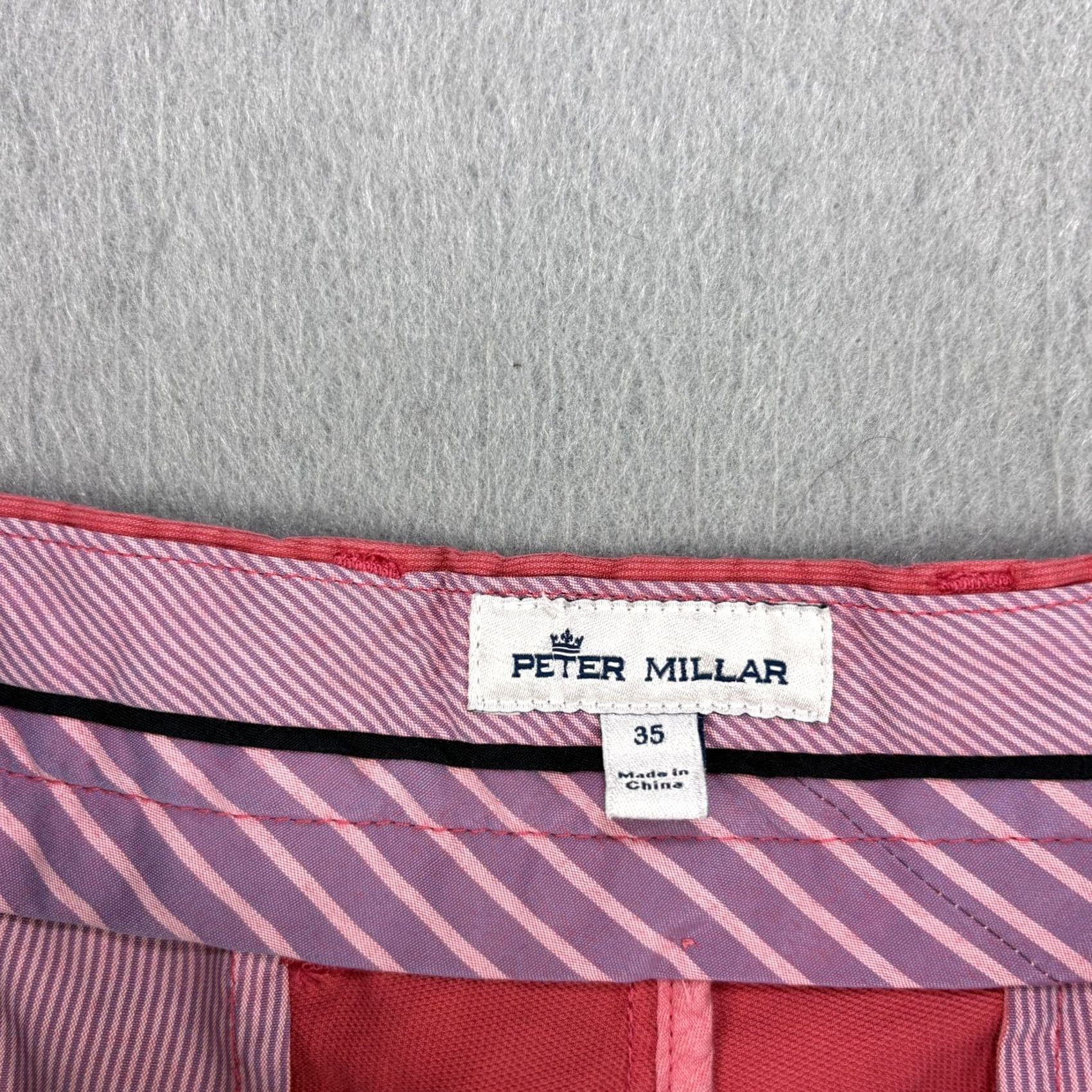 Peter Millar VINTAGE Peter Millar Shorts Mens 35 Red Chino Bedford Preppy Casual Golf Cotton Blend Shirt Size US 35 - 2 Thumbnail