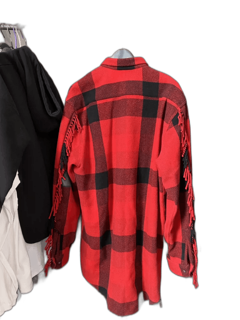 Vetements Red Fringed Wool Shirt with Thick Fabric Size US XS / EU 42 / 0 - 1 Thumbnail