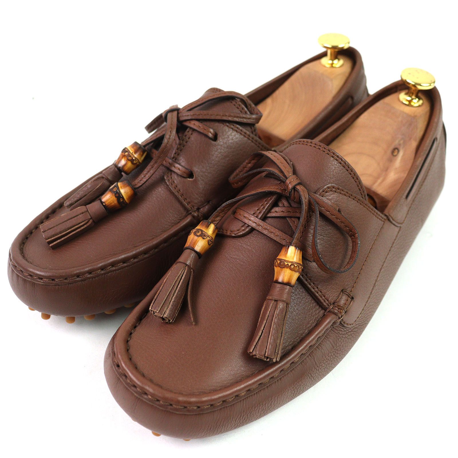 Gucci Gucci Driving Shoes Leather Loafers Leather Shoes 367923 in Brown, Men's