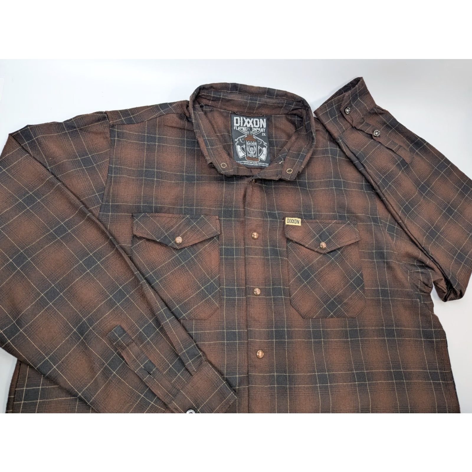 Vintage Dixxon Flannel Shirt Mens 2X Brown Plaid Long Sleeve Pearl Snap Button-Up Casual Vintage No? Size US XXL / EU 58 / 5 - 7 Thumbnail