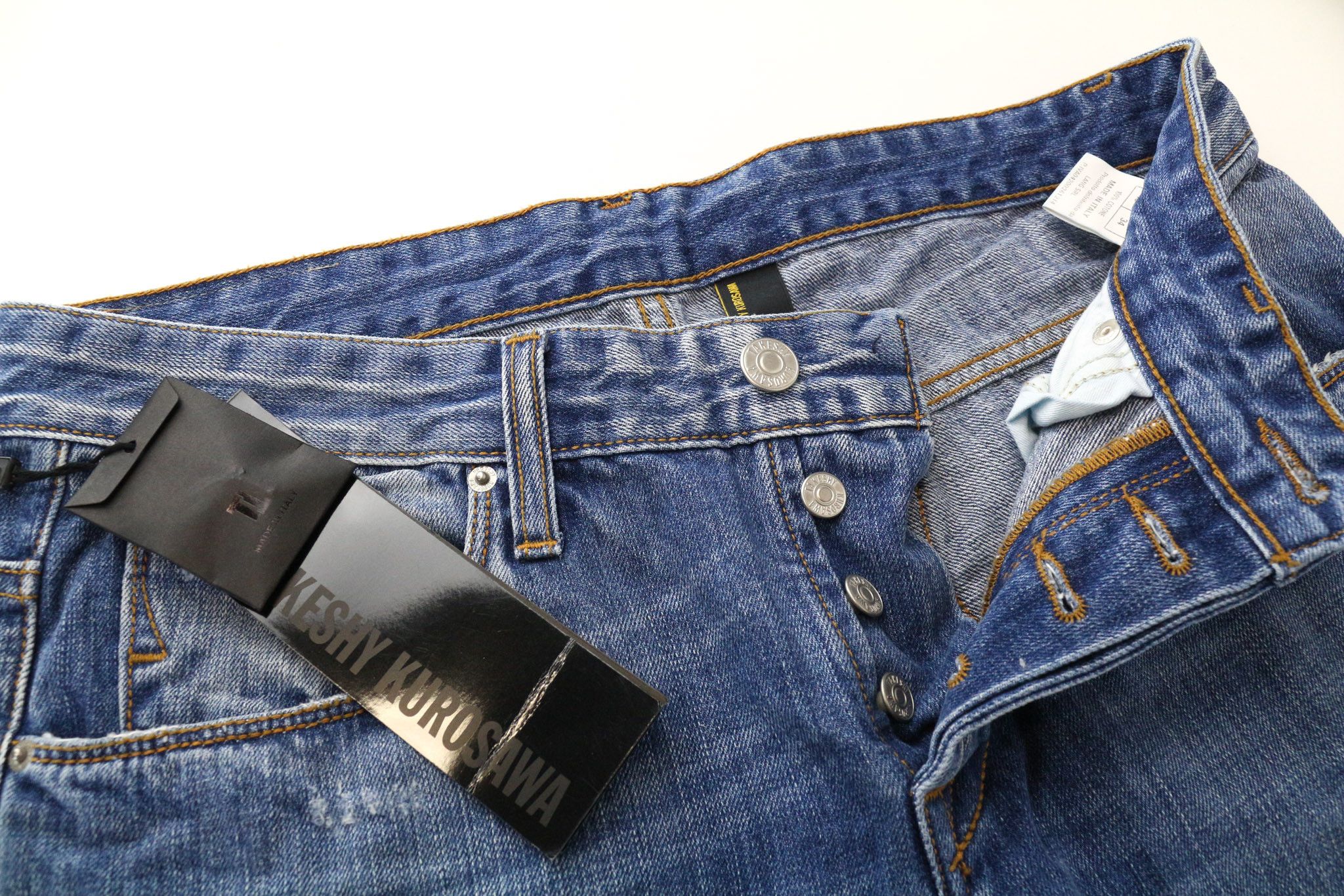 Takeshy Kurosawa W34 Slim Blue Cotton Button-Fly Jeans 75789 Size US 34 / EU 50 - 3 Thumbnail