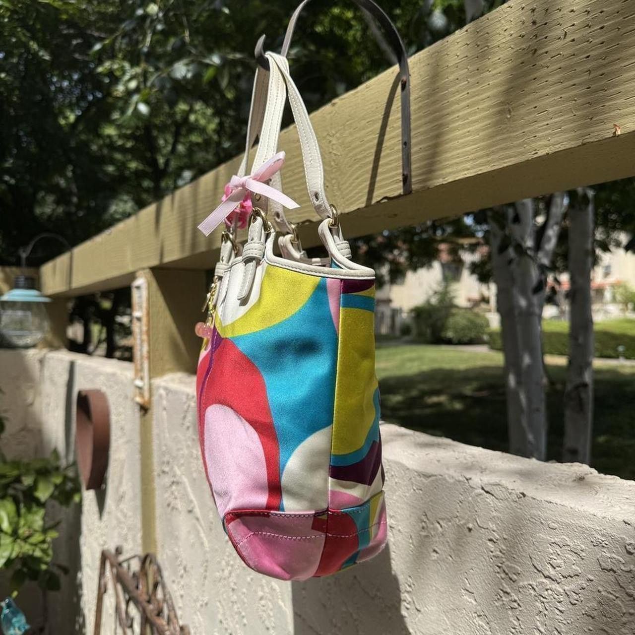 Rare Y2K Colorful Satin Coach Mini Tote