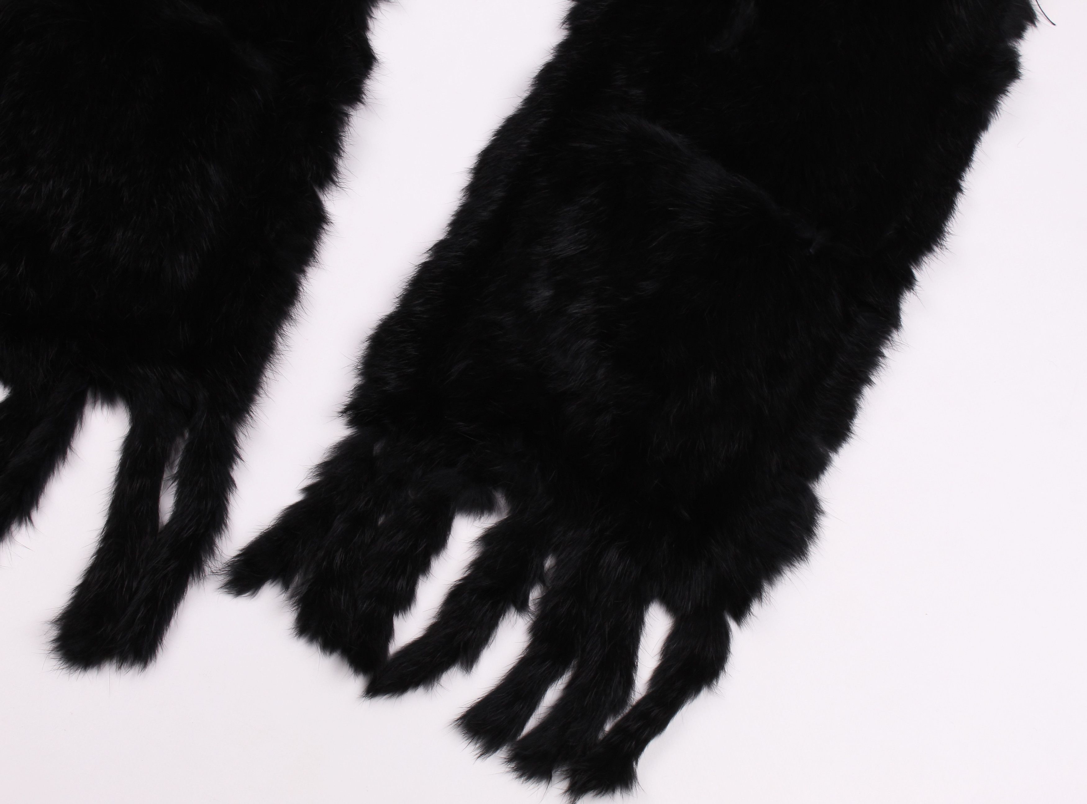 Vintage Vintage Rabbit Fur Black Scarf with Pockets Size ONE SIZE - 3 Thumbnail
