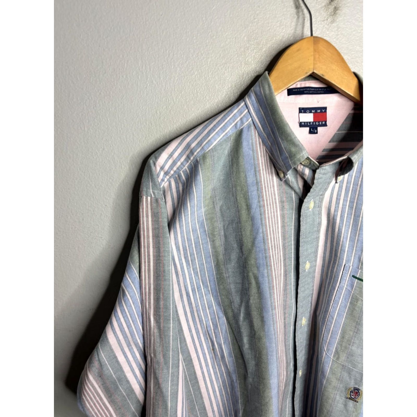 Tommy Hilfiger VINTAGE Tommy Hilfiger Shirt Mens L Multi Striped Pastel Casual Button Pocket Size US L / EU 52-54 / 3 - 2 Thumbnail
