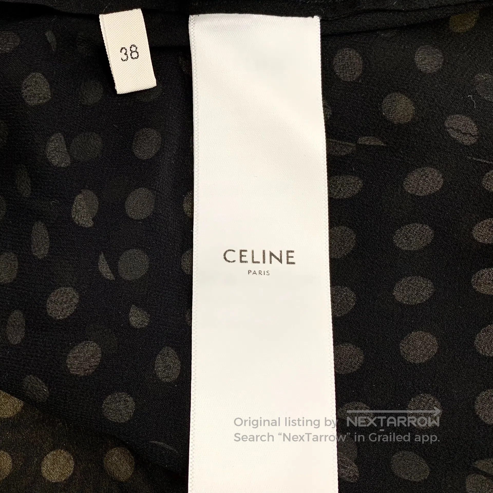Celine CELINE Black Polka Dot Silk Crewneck Single-breasted Short Size XS / US 0-2 / IT 36-38 - 6 Thumbnail