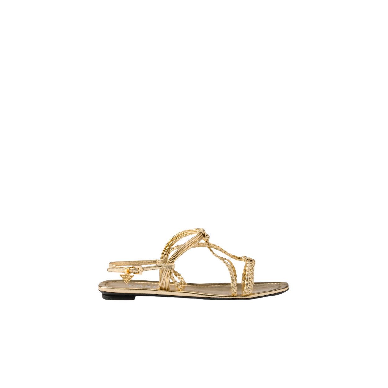 Prada PRADA $1320 Platinum Flat Mordore Nappa Leather Sandals New Size US 10.5 / IT 40.5 - 2 Thumbnail