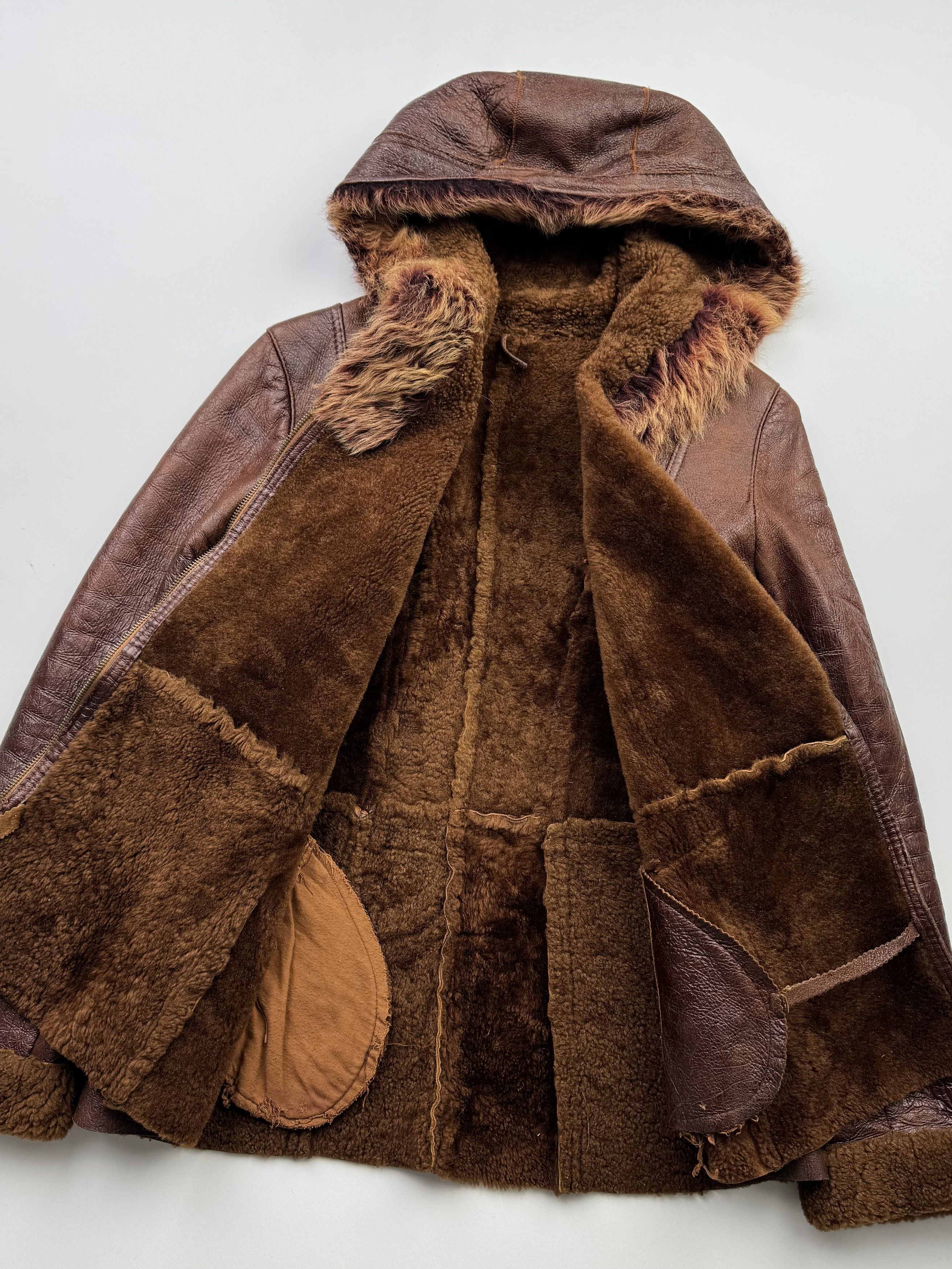 Vintage Vintage Real Sheepskin Hooded Coat B293(V85)E2 Size M / US 6-8 / IT 42-44 - 4 Thumbnail
