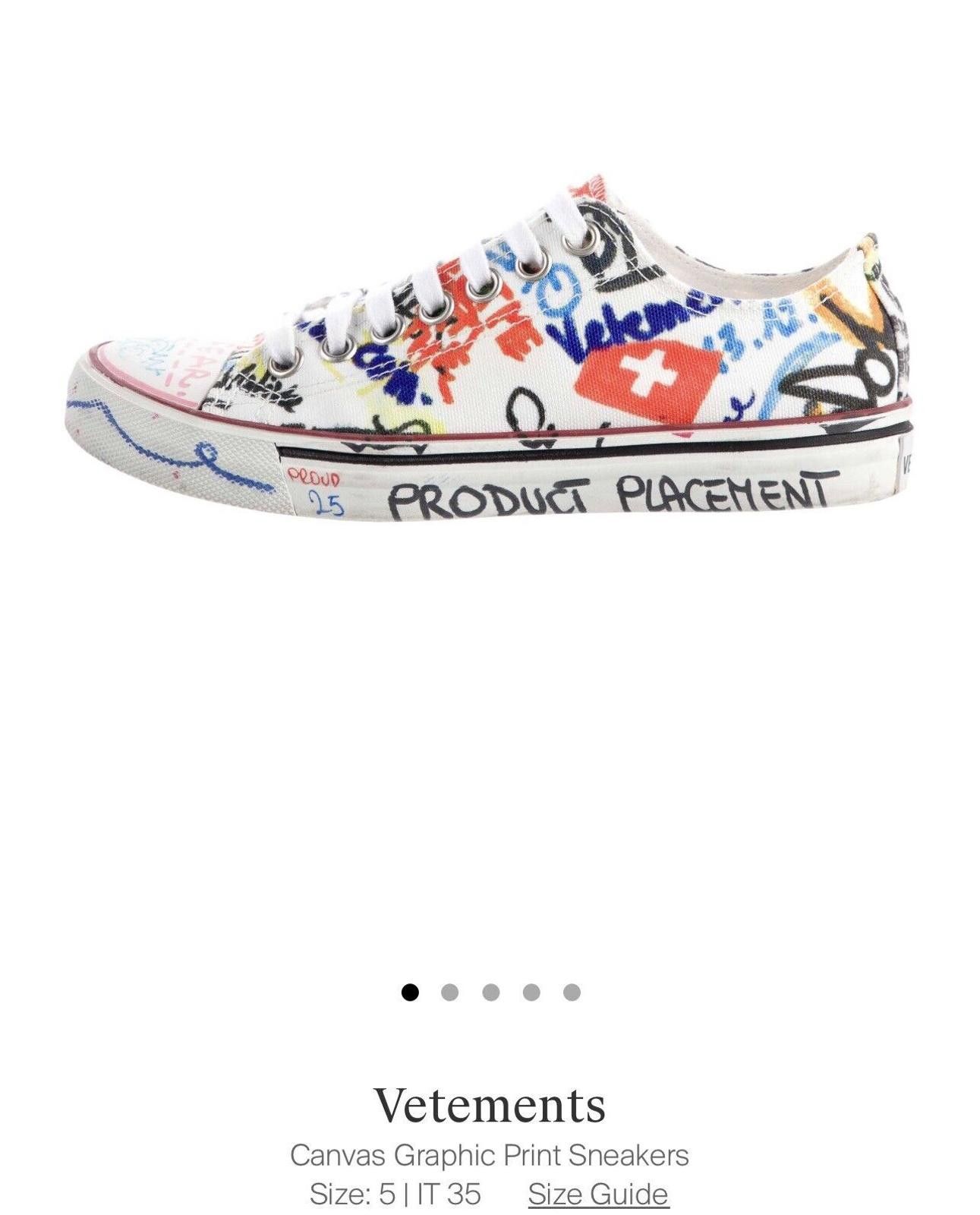 Vetements Vetements White Graffiti Low Top Sneakers Sz 35 W/ Box Size US 5 / IT 35 - 7 Thumbnail