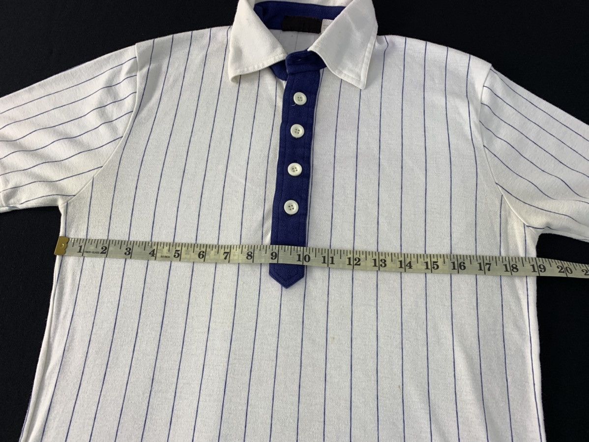Vintage 90s Japanese Brand Striped Design Polo Tee Blue Button Size US M / EU 48-50 / 2 - 7 Thumbnail
