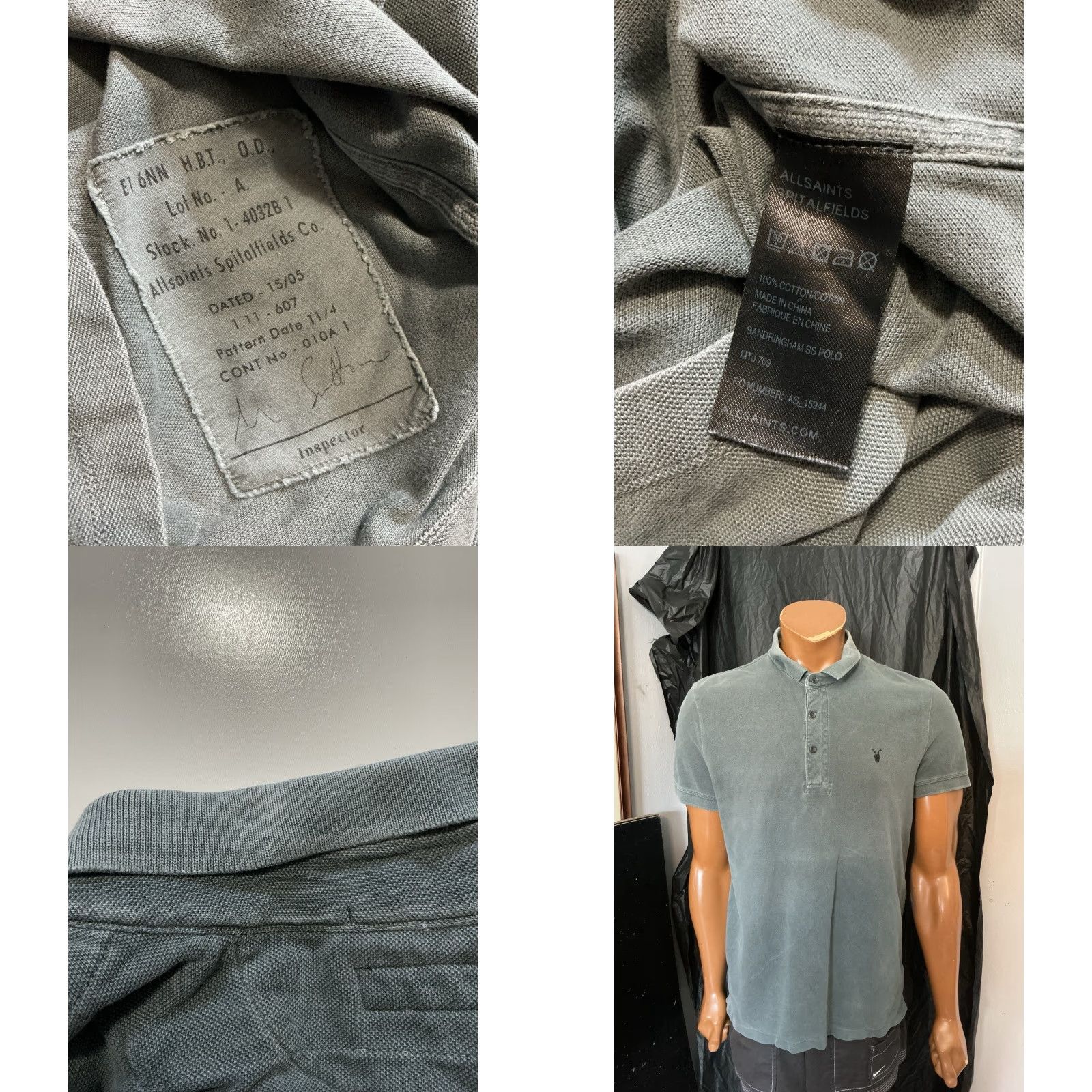 Allsaints AllSaints Spitalfields Sandringham Ram Skull Cotton Gray S/S Polo Shirt Large Mens Size US L / EU 52-54 / 3 - 8 Thumbnail
