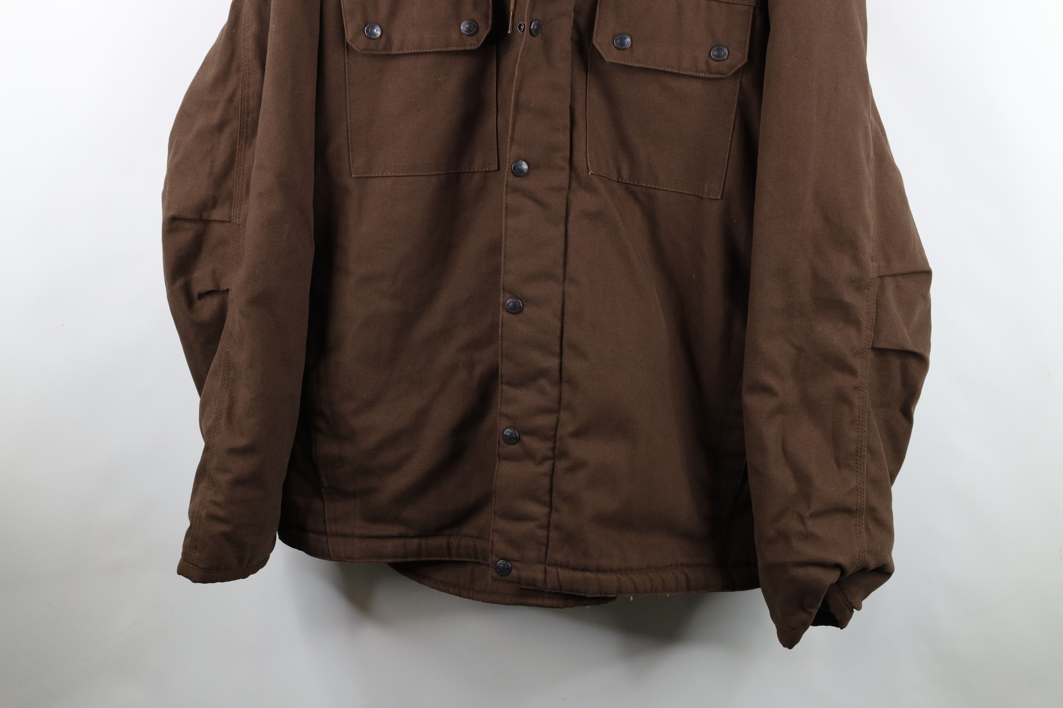 Vintage Vintage Y2K Streetwear Lined Canvas Hooded Jacket Brown Size US XXL / EU 58 / 5 - 3 Thumbnail