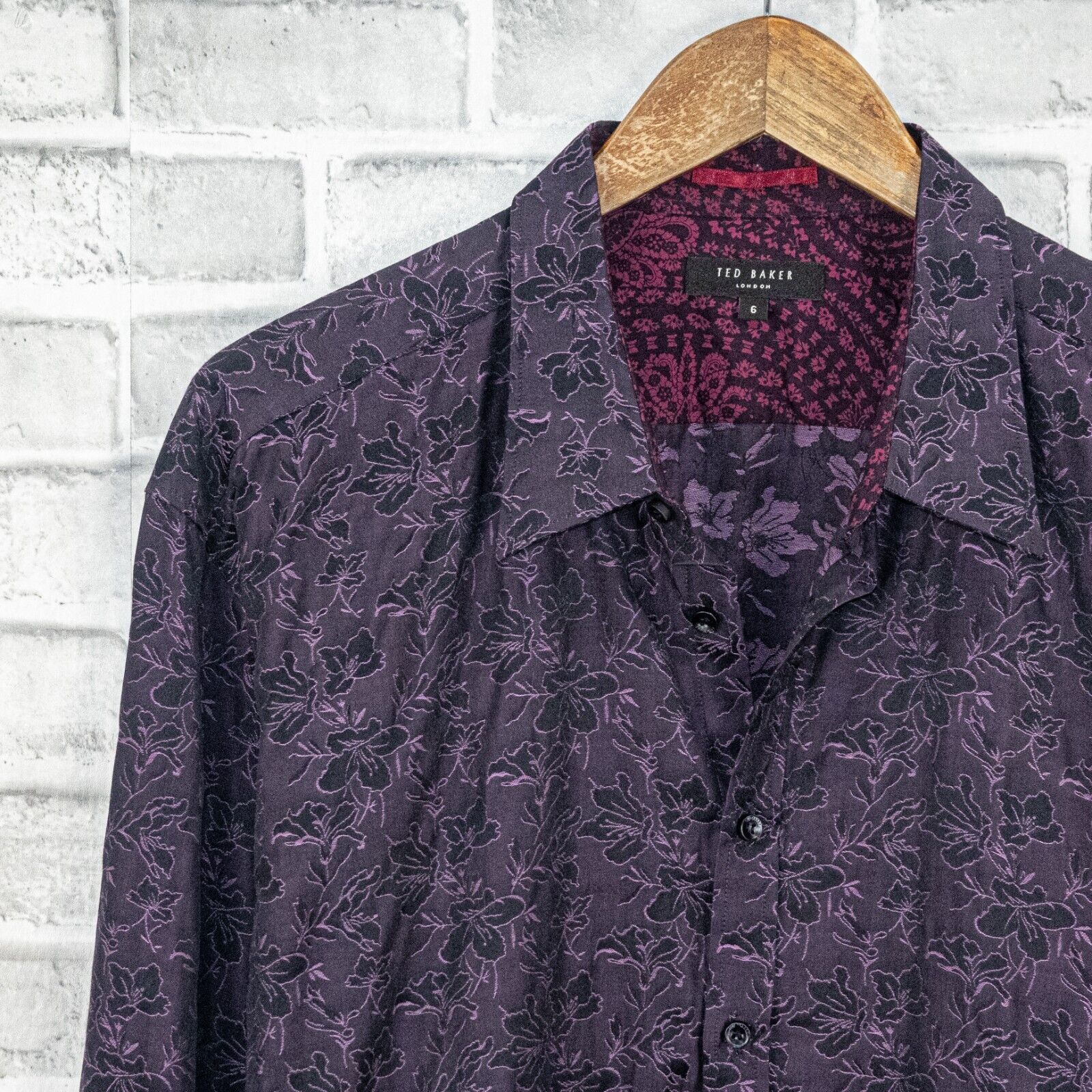 Ted Baker TED BAKER London Purple Jacquard Floral Button up Shirt Size US L / EU 52-54 / 3 - 5 Thumbnail