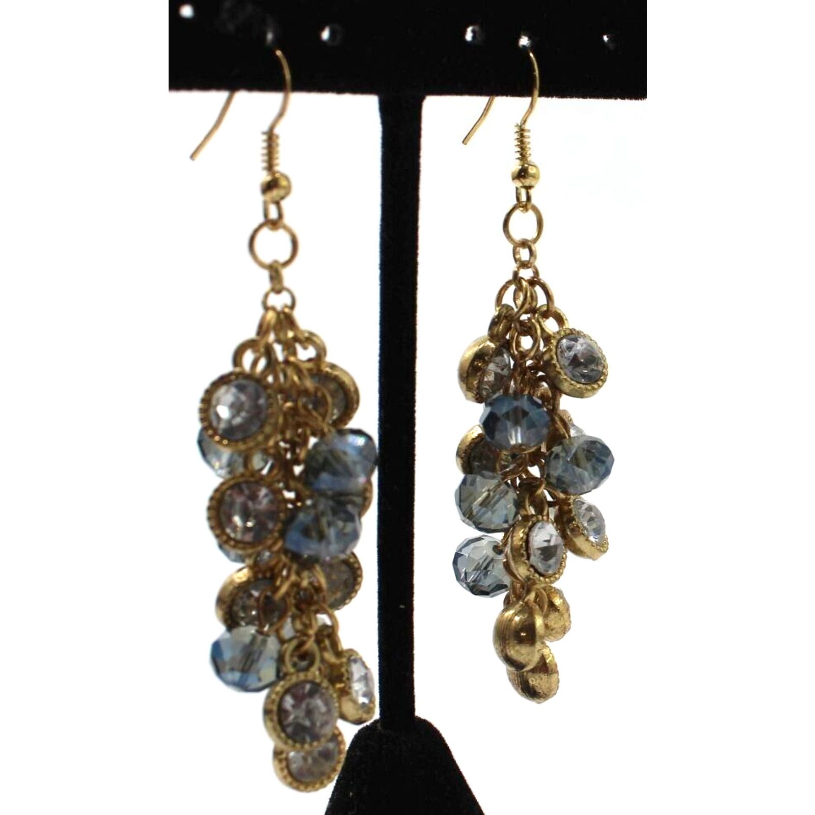 Other Blue Arora Borealis Crystal Earrings Clear Rhinestone Size ONE SIZE - 3 Thumbnail