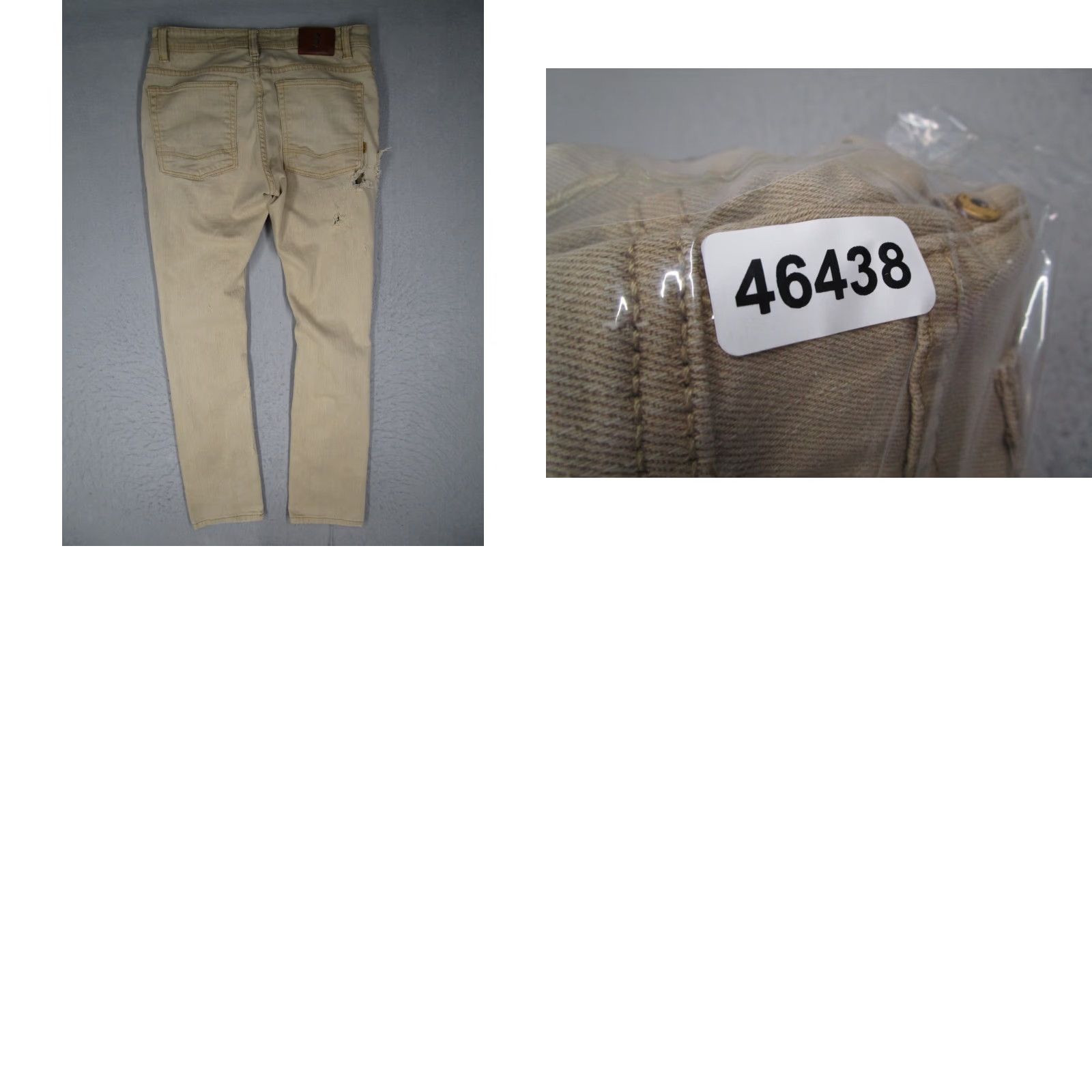 Denime Makobi Jeans Mens 34 Beige Slim Fit Rochester Shredded Coded Denim 34x32 Slim Jeans Beige 34W x 32L Men Hip Hop Retro Modern 34 Mens Size US 34 / EU 50 - 9 Thumbnail