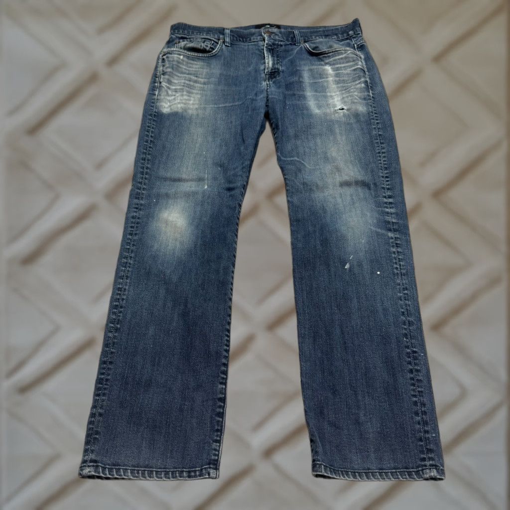 7 For All Mankind 7 For All Mankind Straight Jeans Mens 36 Blue Ripped Cotton Blend Urban Style Size US 36 / EU 52 - 1 Thumbnail