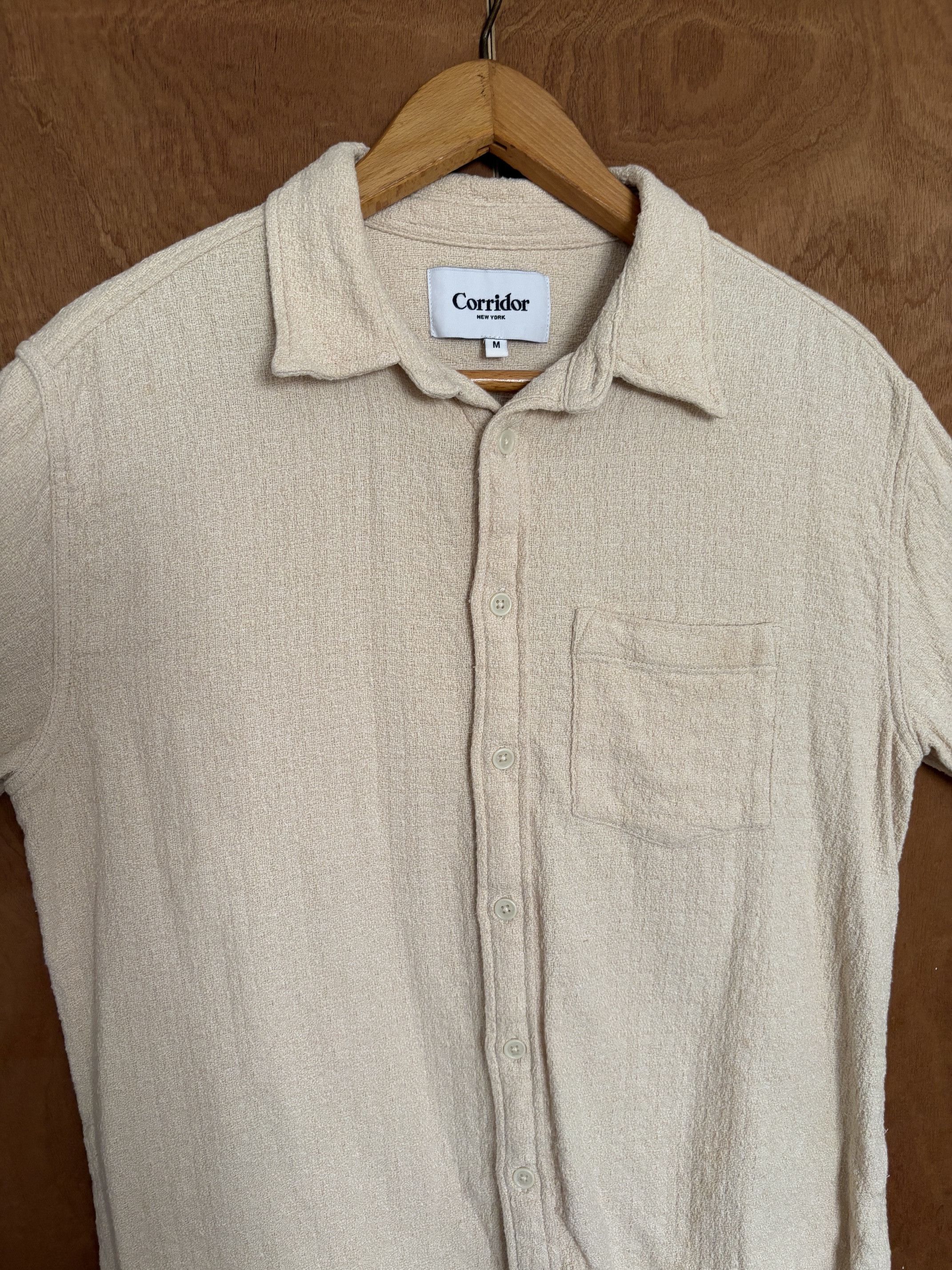 Corridor NYC Button-Up Tan / Cream Waffle Shirt