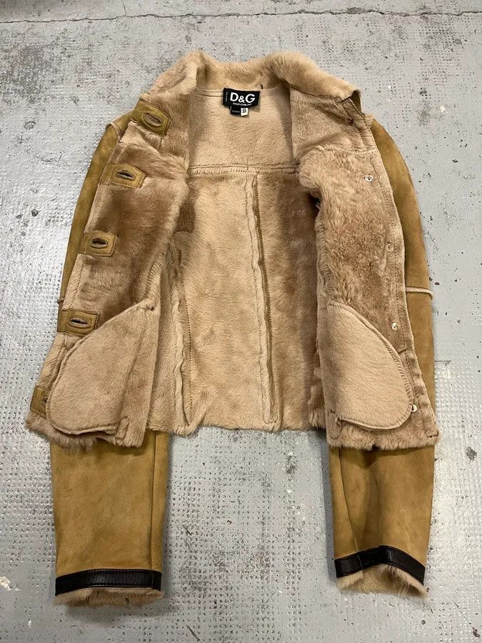 Dolce & Gabbana 2000s Dolce & Gabbana Beige Fur Collar Camel Leather Jacket Size M / US 6-8 / IT 42-44 - 8 Thumbnail