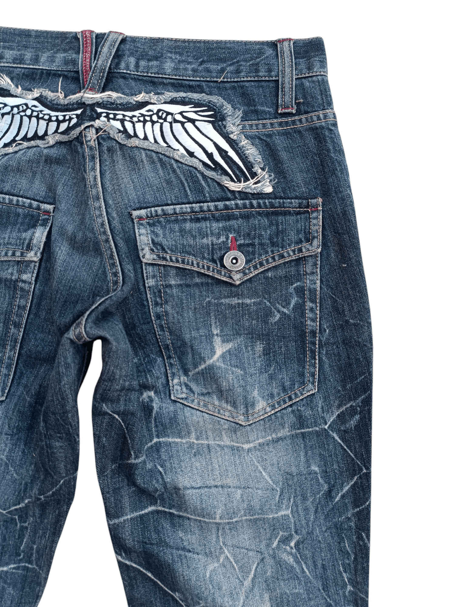 Japanese Brand 🔥 FLARED Nylaus Whiskers Embroidered Angel Style Size US 30 / EU 46 - 9 Thumbnail
