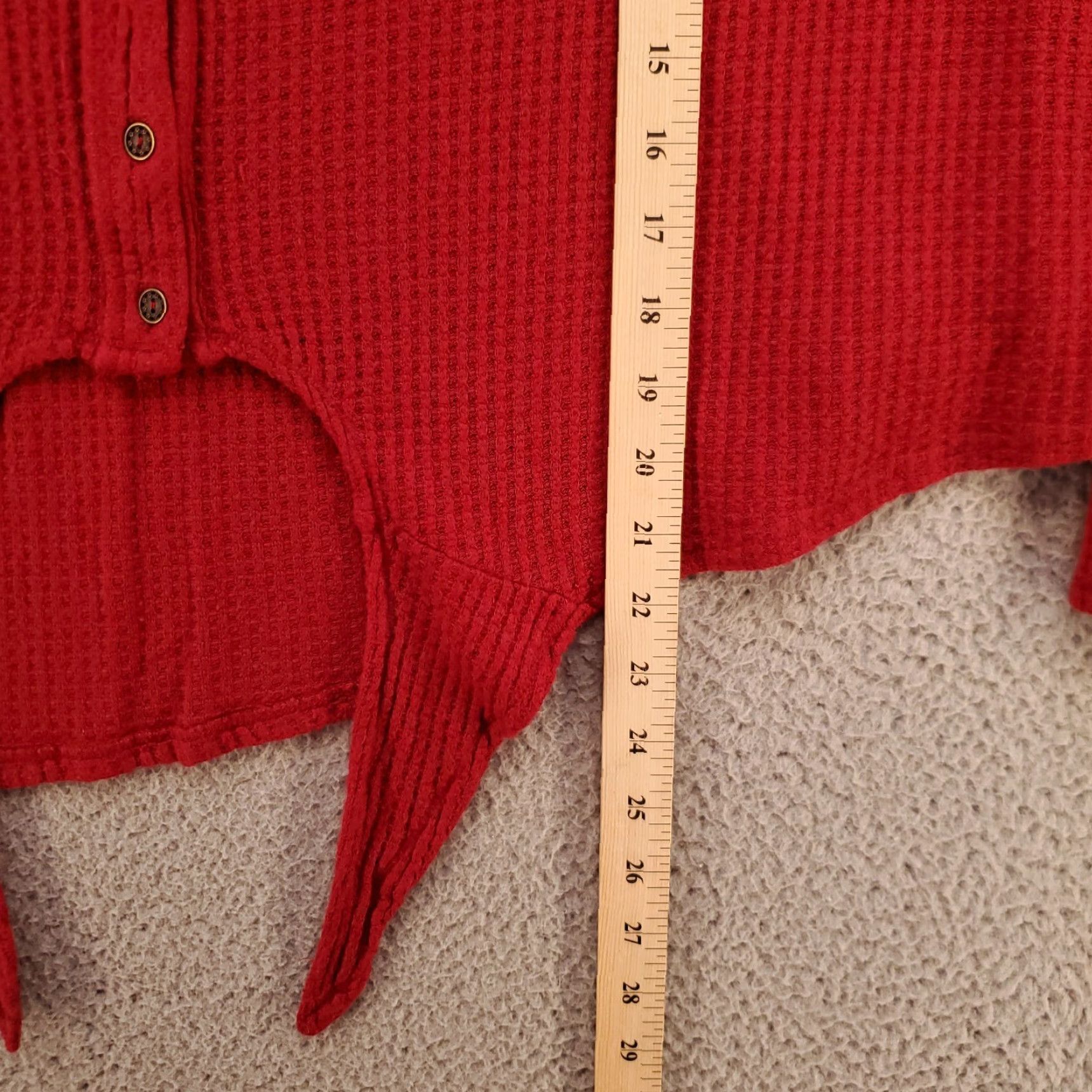 Vintage Womens Top Blouse Shirt Oversized Large Button Up V-Neck Lace Accent Boho Flowy Knit Waffle Knit Knox Rose Red Size L Size L / US 10 / IT 46 - 3 Thumbnail