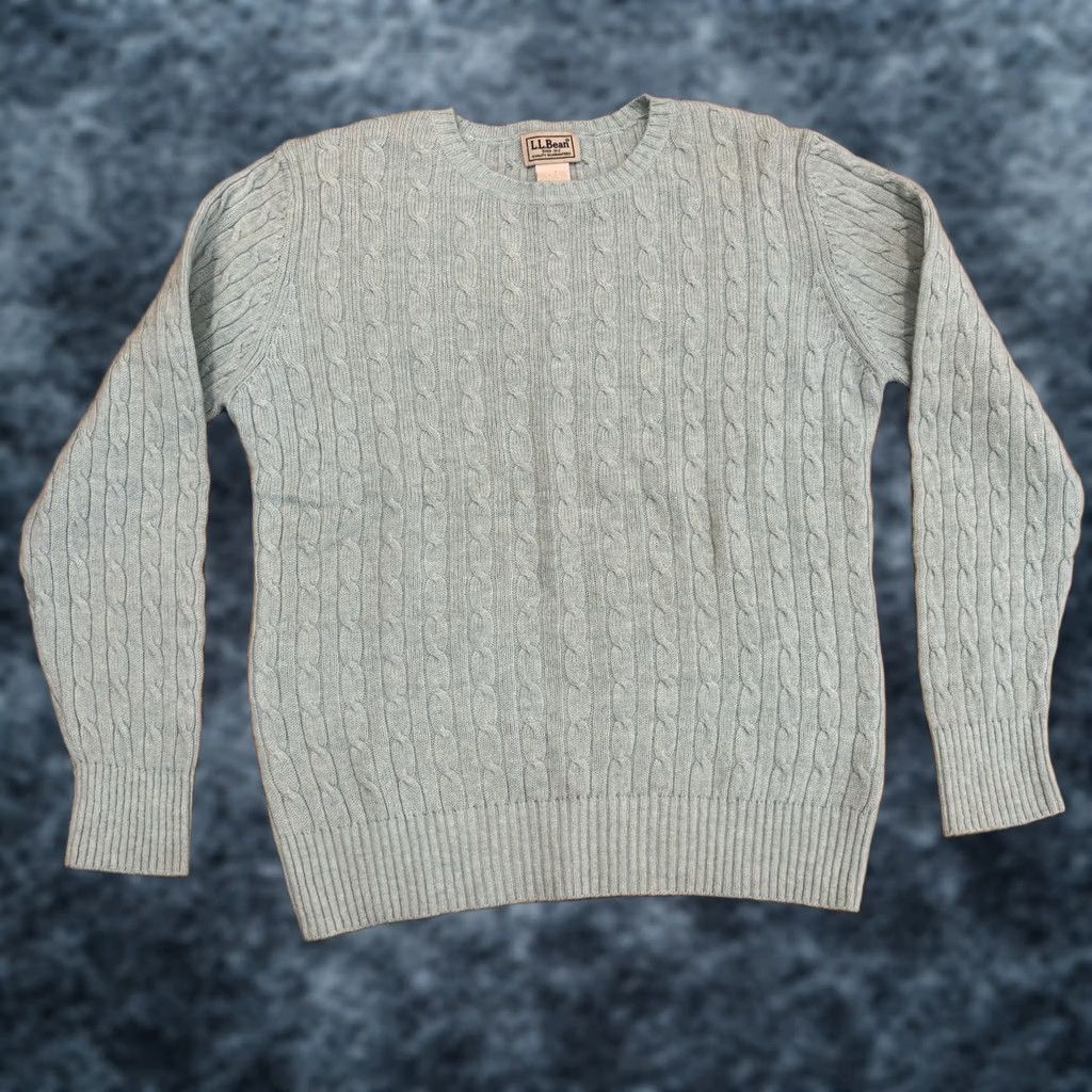 Vintage LL Bean Lambs Wool Blend Cable Knit Crewneck Sweater Women’s Size M Blue Size M / US 6-8 / IT 42-44 - 1 Thumbnail