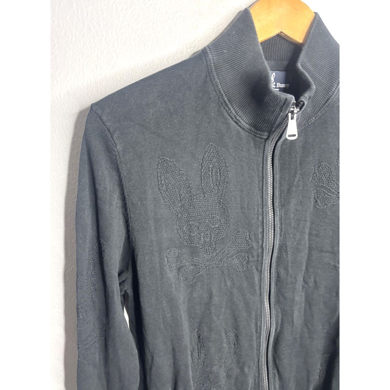 Psycho Bunny Psycho Bunny Jacket Mens Small Black Full Zip Knit Embroidered Logo Skull Bomber Size US S / EU 44-46 / 1 - 2 Thumbnail