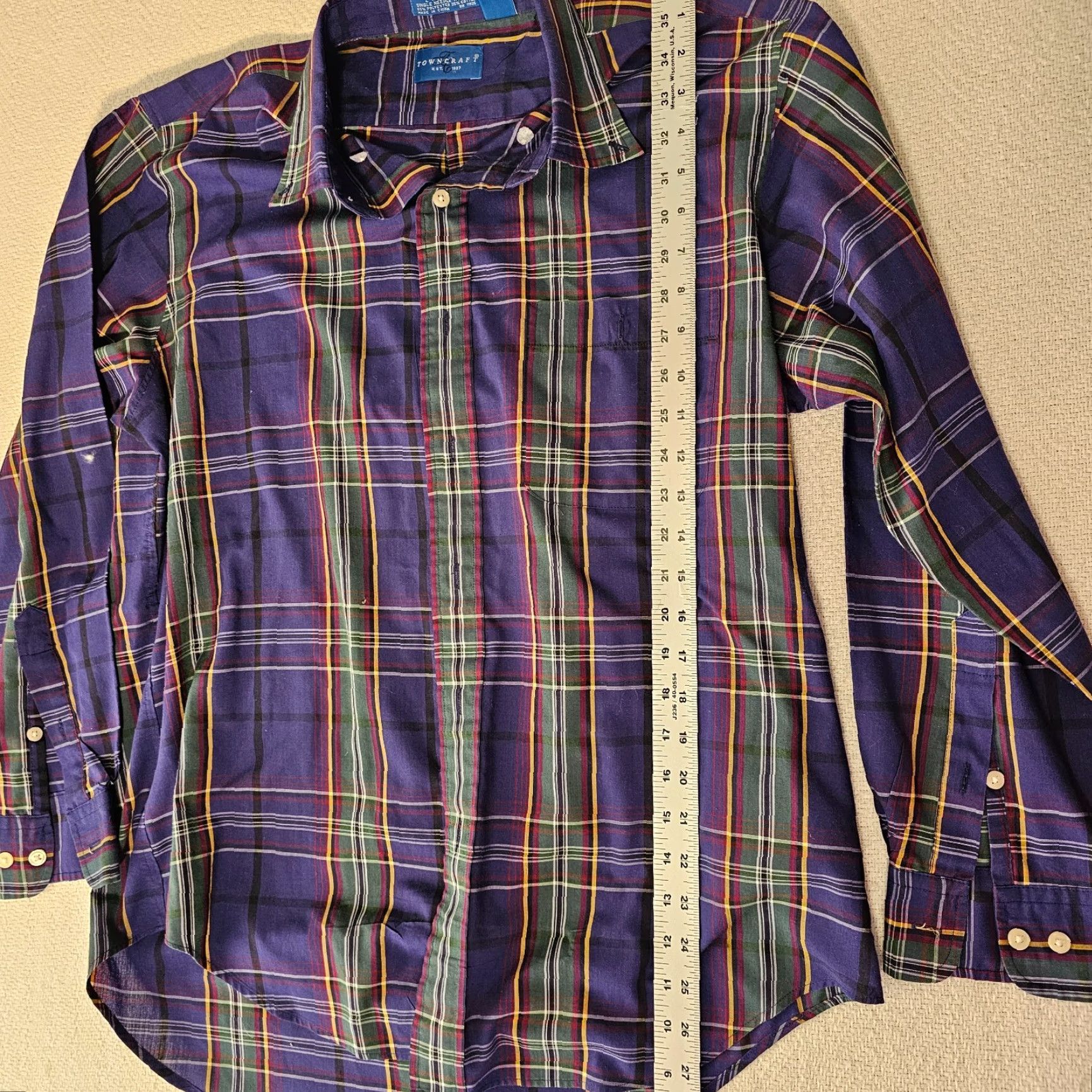 Vintage Towncraft Button-Down Shirt Mens Large Purple Plaid Long Sleeve Shirt Size US L / EU 52-54 / 3 - 4 Thumbnail